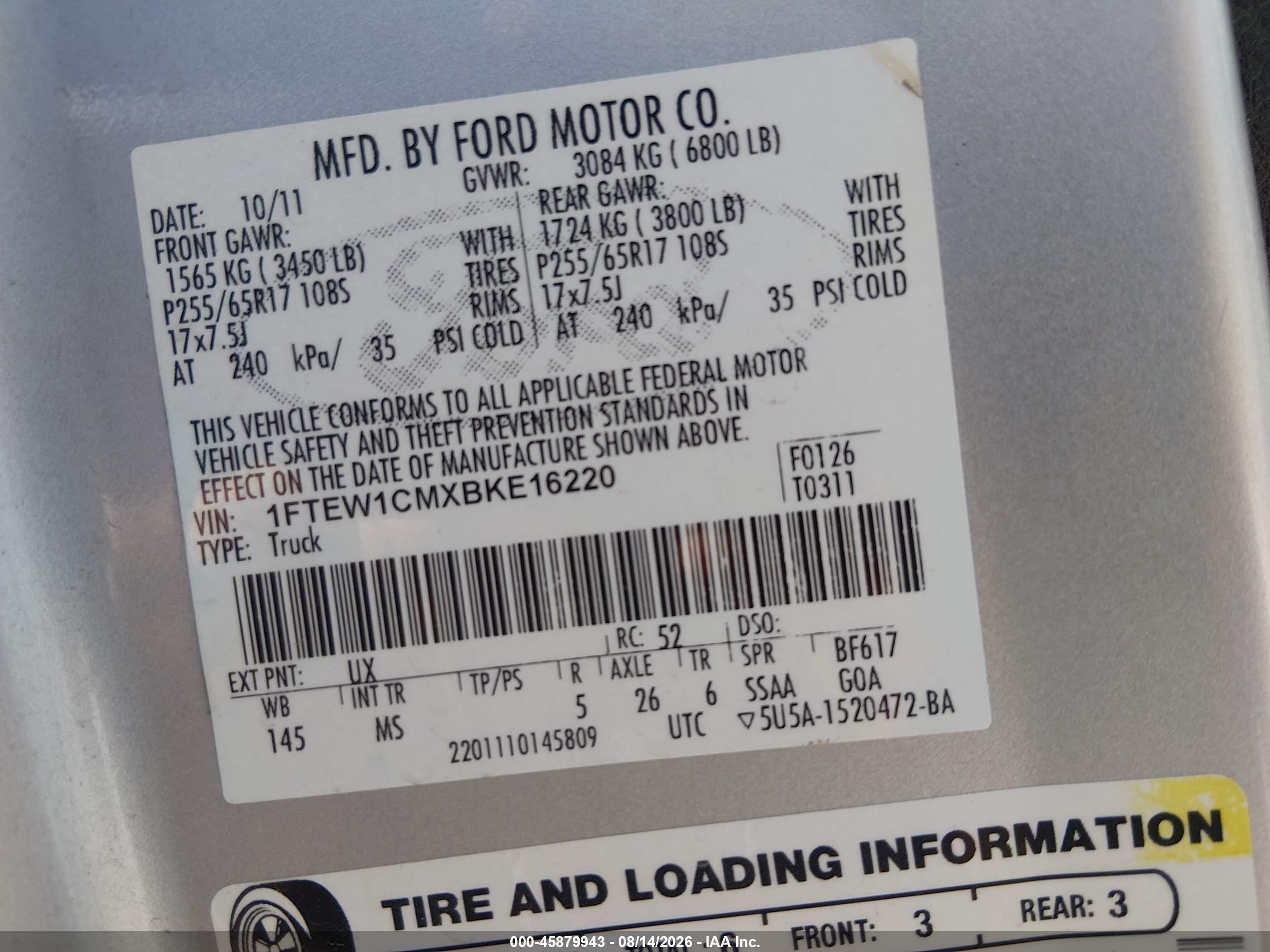 2011 Ford F-150 Xlt Gray vin: 1FTEW1CMXBKE16220