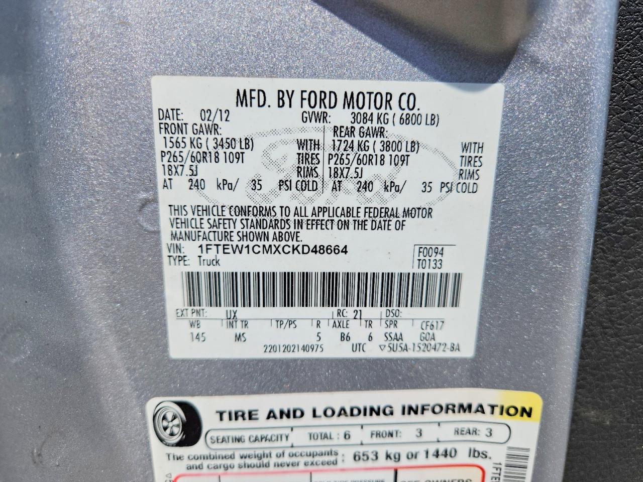 2012 Ford F150 Supercrew Silver vin: 1FTEW1CMXCKD48664