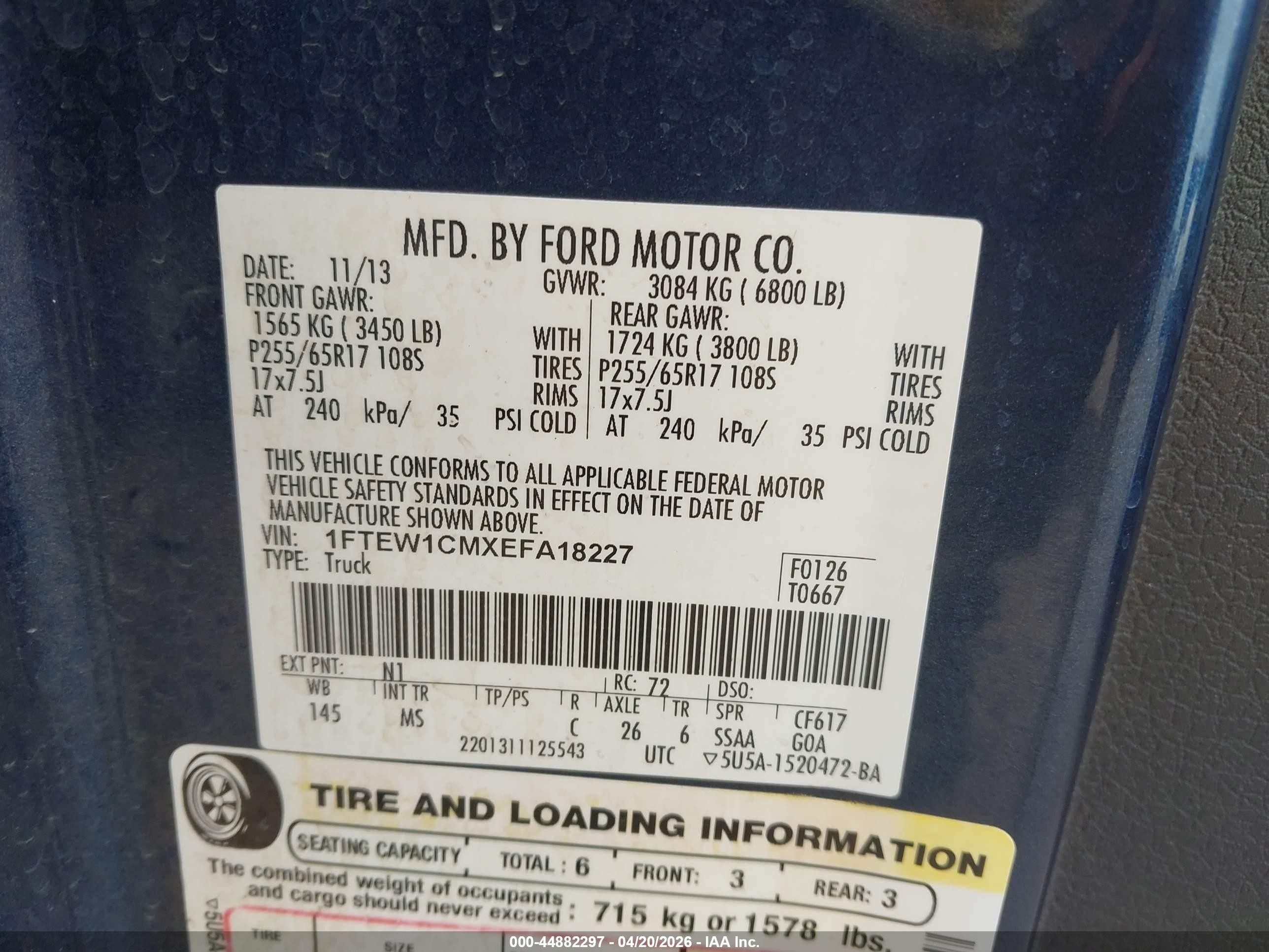 2014 Ford F-150 Xlt Blue vin: 1FTEW1CMXEFA18227