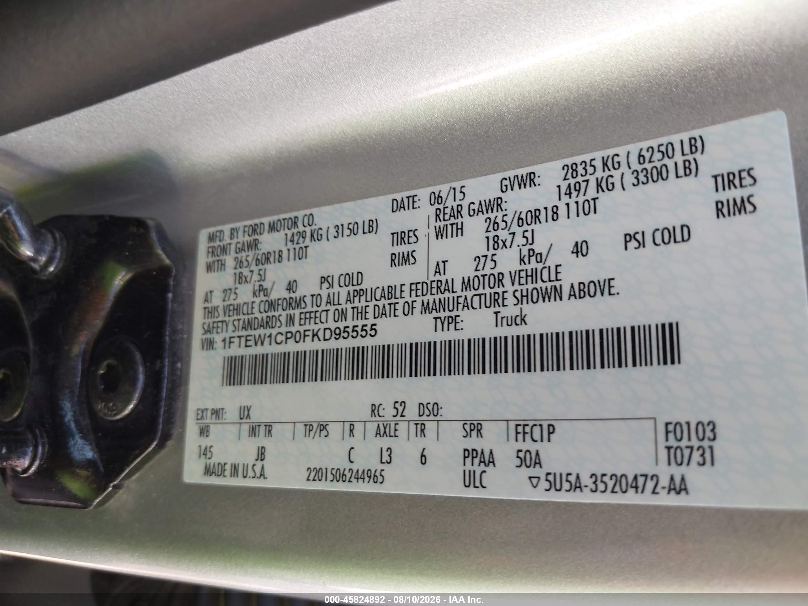 2015 Ford F-150 Xlt Gray vin: 1FTEW1CP0FKD95555