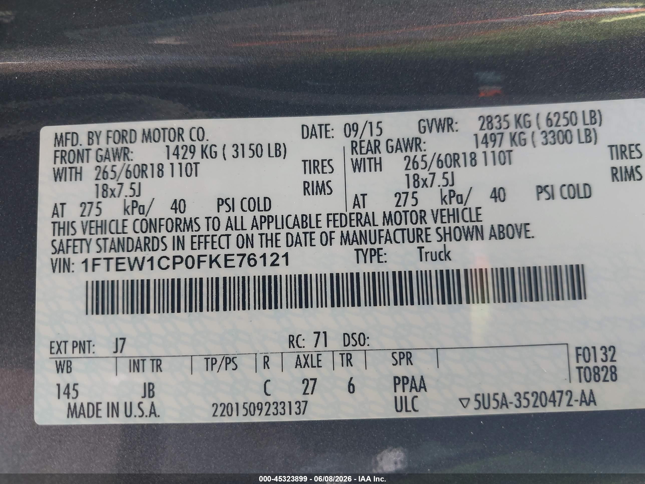 2015 Ford F-150 Xlt Gray vin: 1FTEW1CP0FKE76121