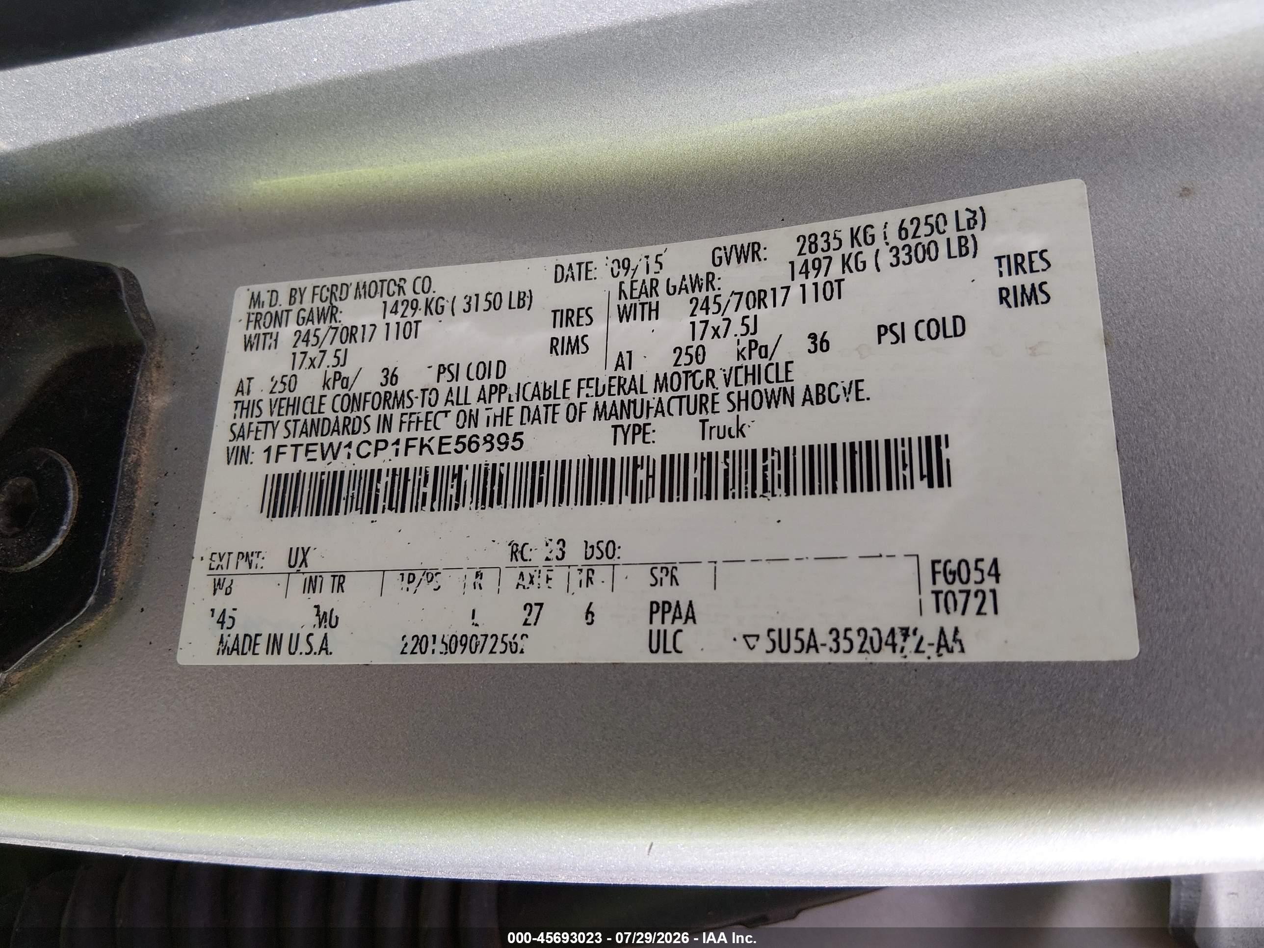 2015 Ford F-150 Xlt Silver vin: 1FTEW1CP1FKE56895