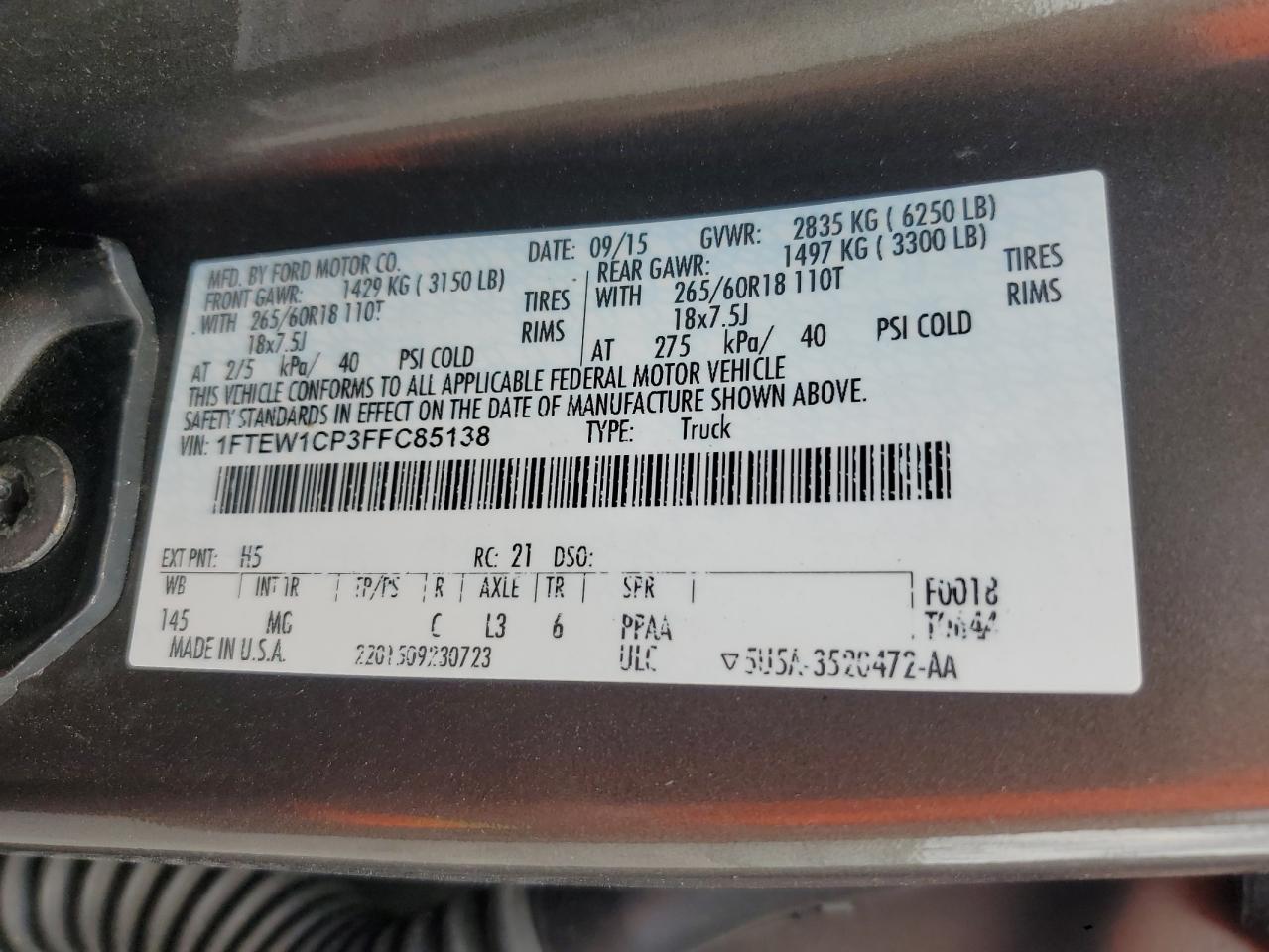 2015 Ford F150 Supercrew Brown vin: 1FTEW1CP3FFC85138