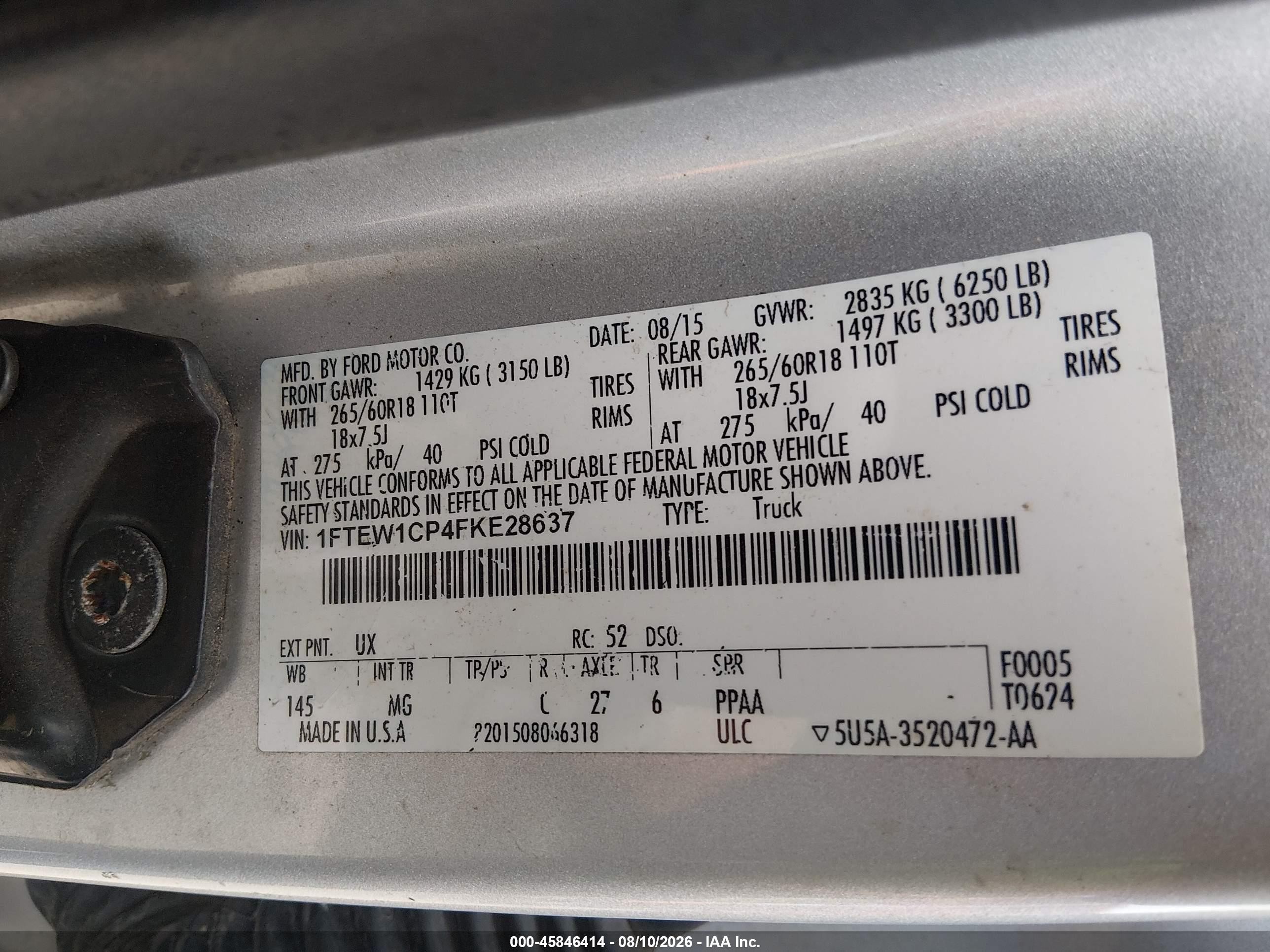 2015 Ford F-150 Xlt Silver vin: 1FTEW1CP4FKE28637