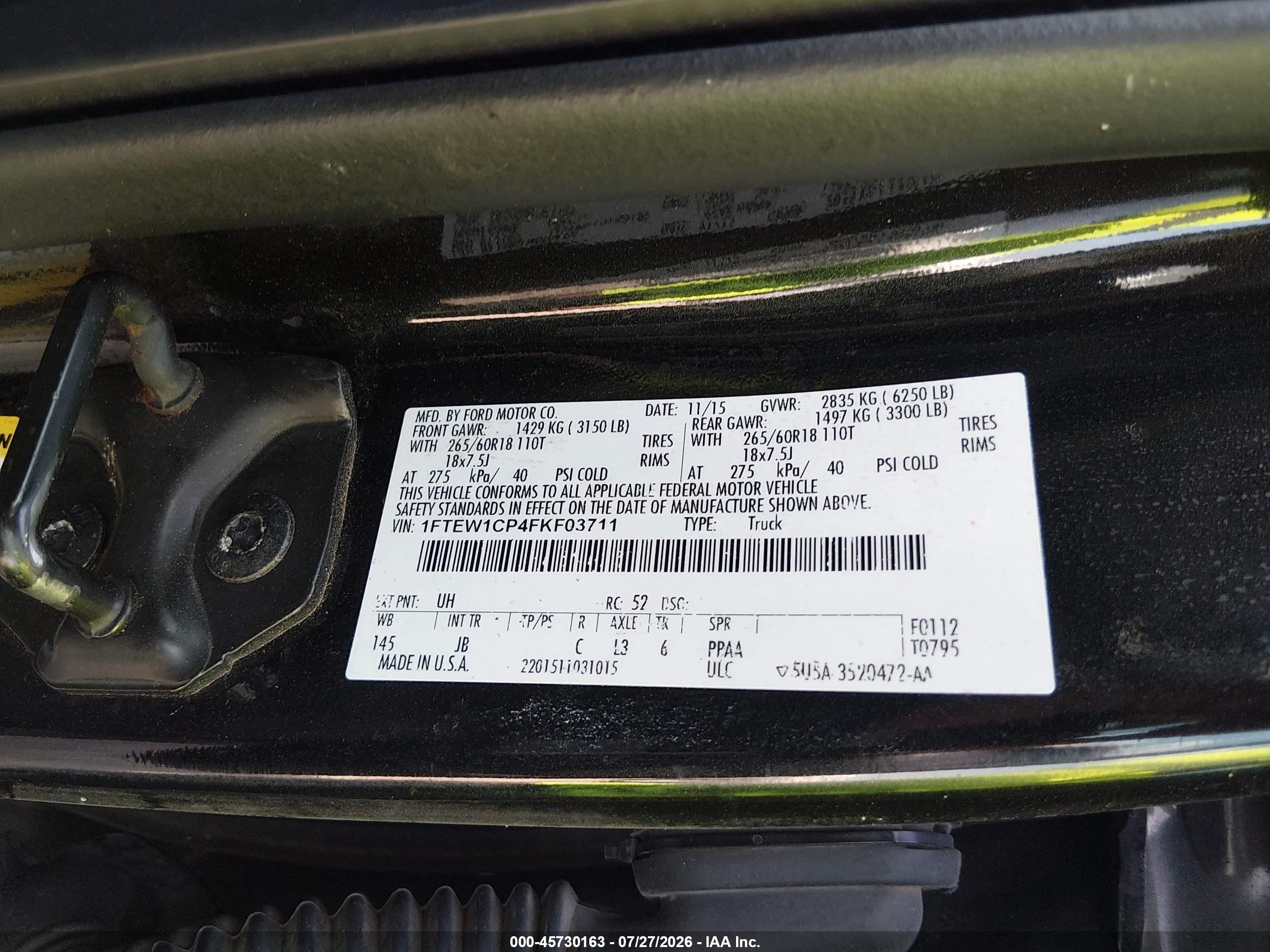 2015 Ford F-150 Xlt Black vin: 1FTEW1CP4FKF03711