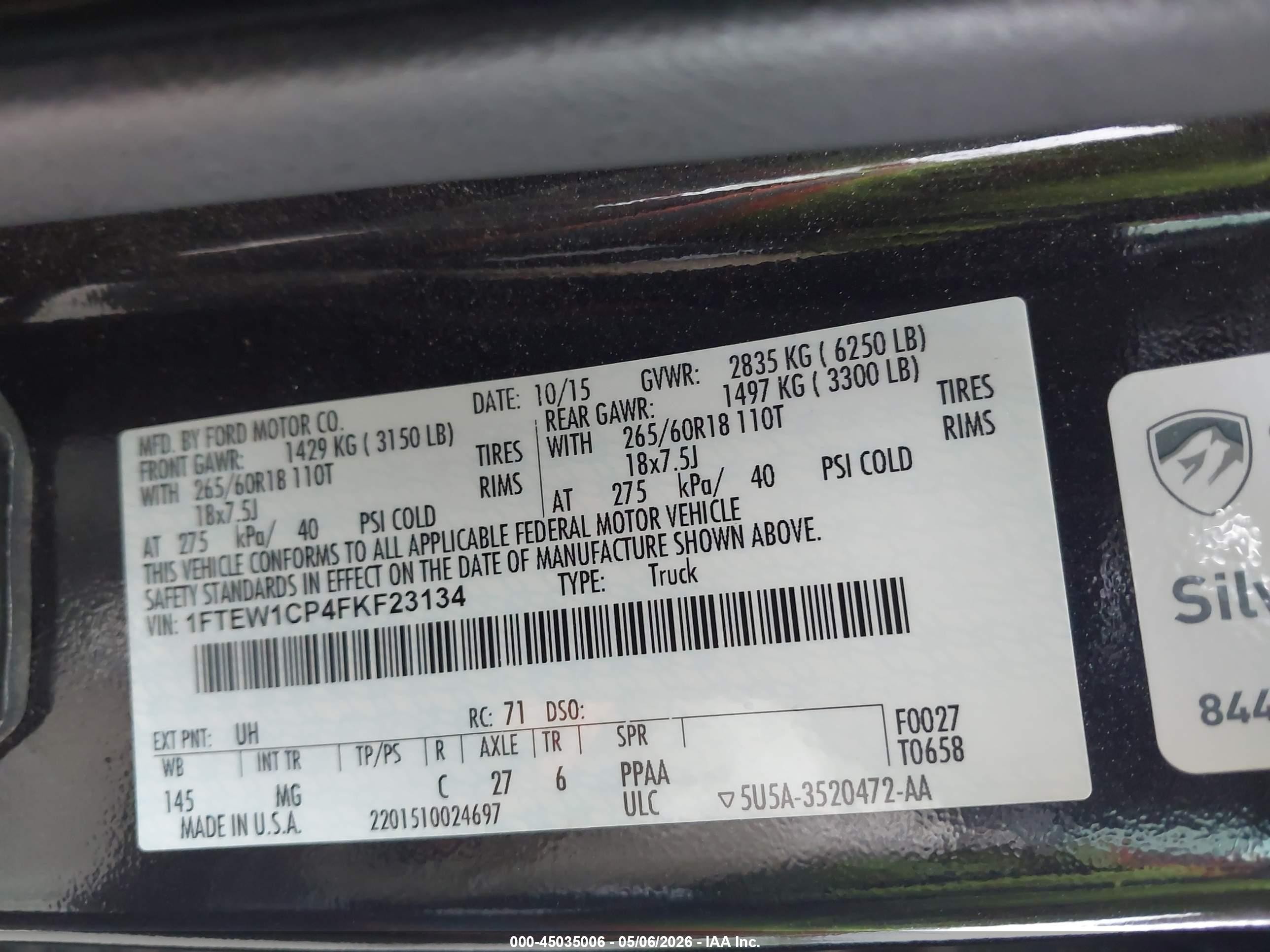 2015 Ford F-150 Xlt Black vin: 1FTEW1CP4FKF23134
