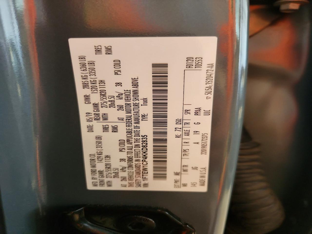 2019 Ford F150 Supercrew Gray vin: 1FTEW1CP4KKD82835