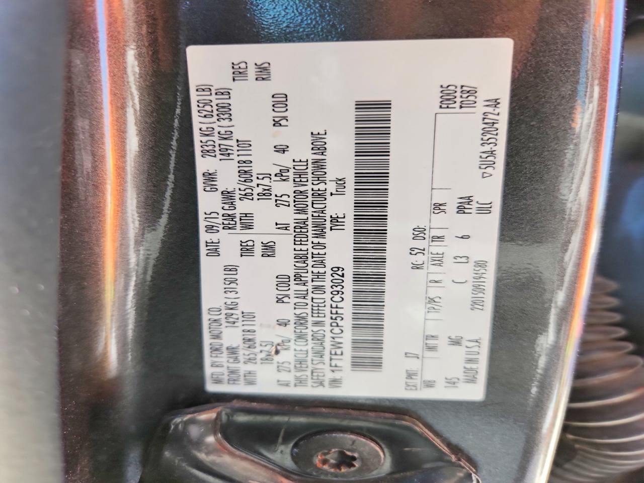 2015 Ford F150 Supercrew Charcoal vin: 1FTEW1CP5FFC93029