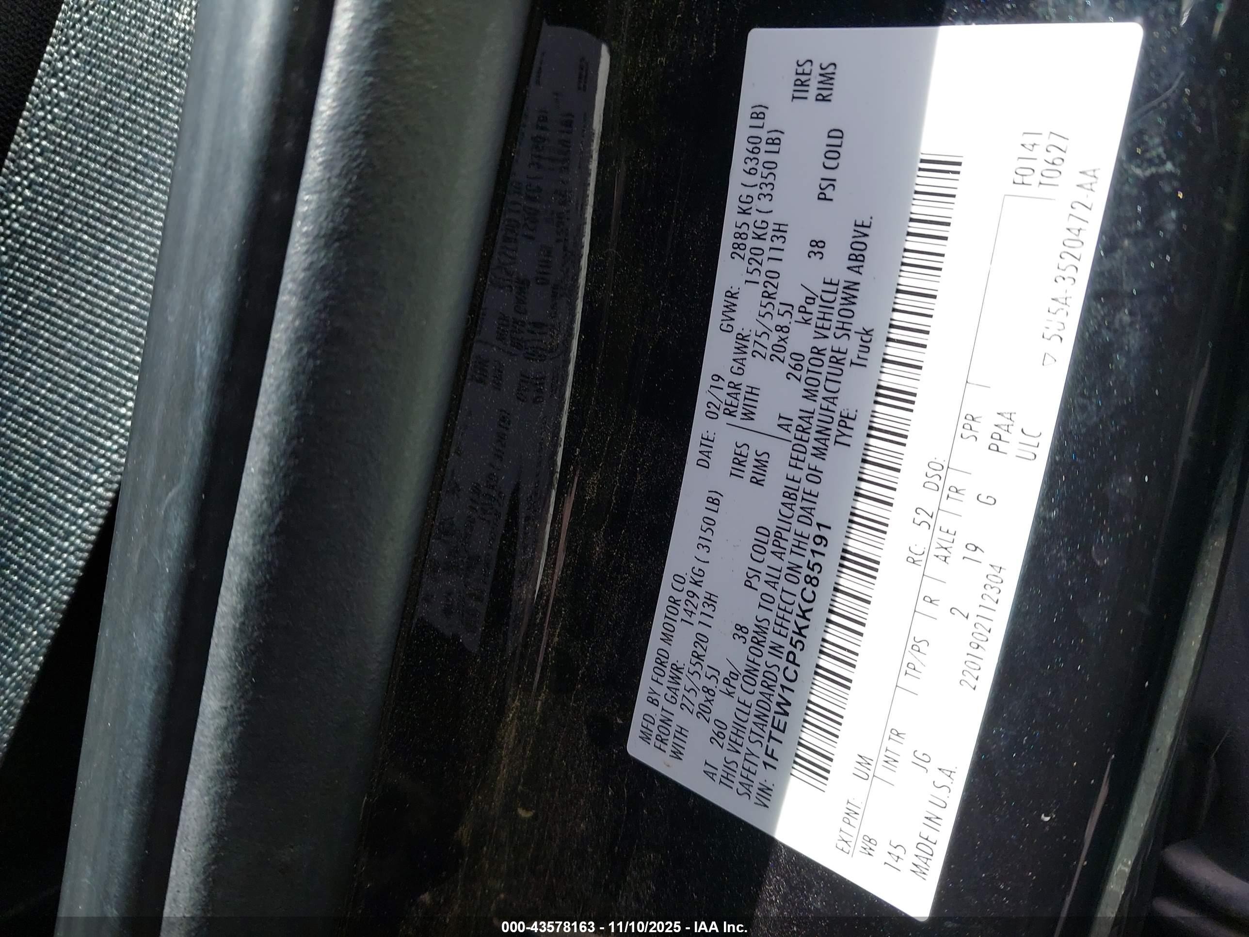 2019 Ford F-150 Xl Black vin: 1FTEW1CP5KKC85191