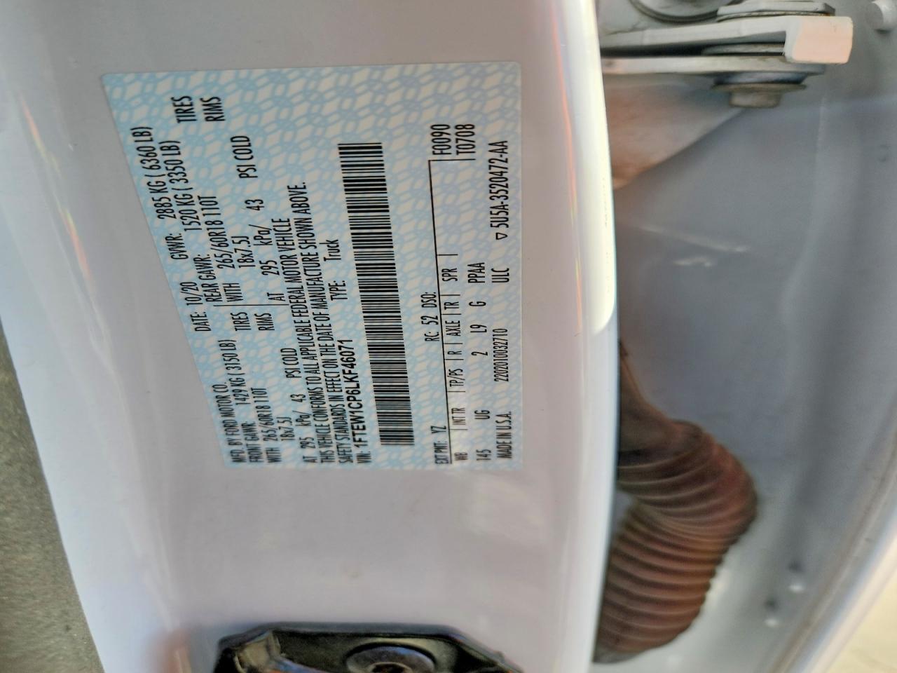 2020 Ford F150 Supercrew White vin: 1FTEW1CP6LKF46071