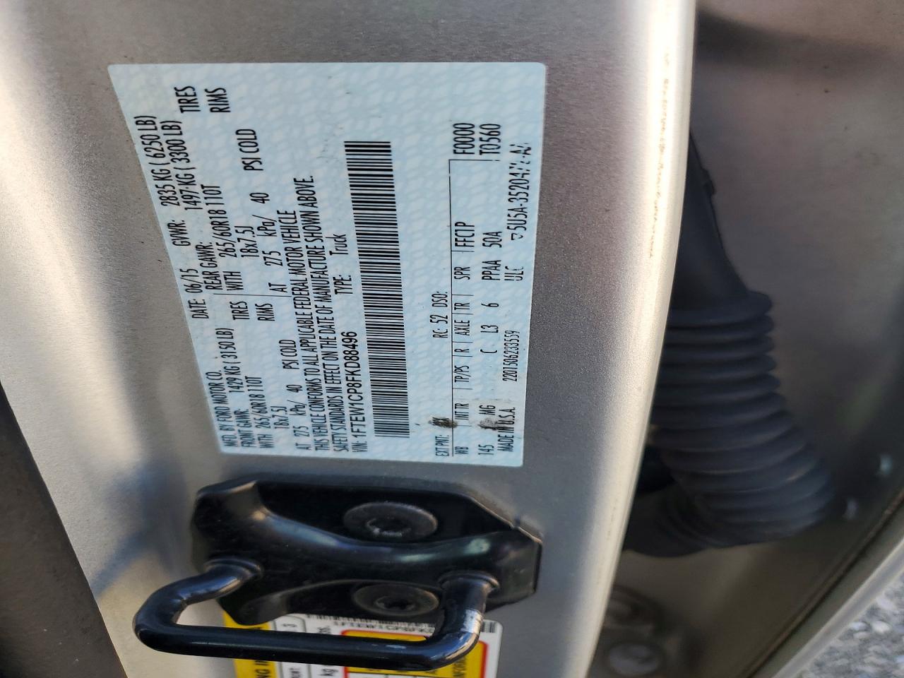 2015 Ford F150 Supercrew Silver vin: 1FTEW1CP8FKD88496