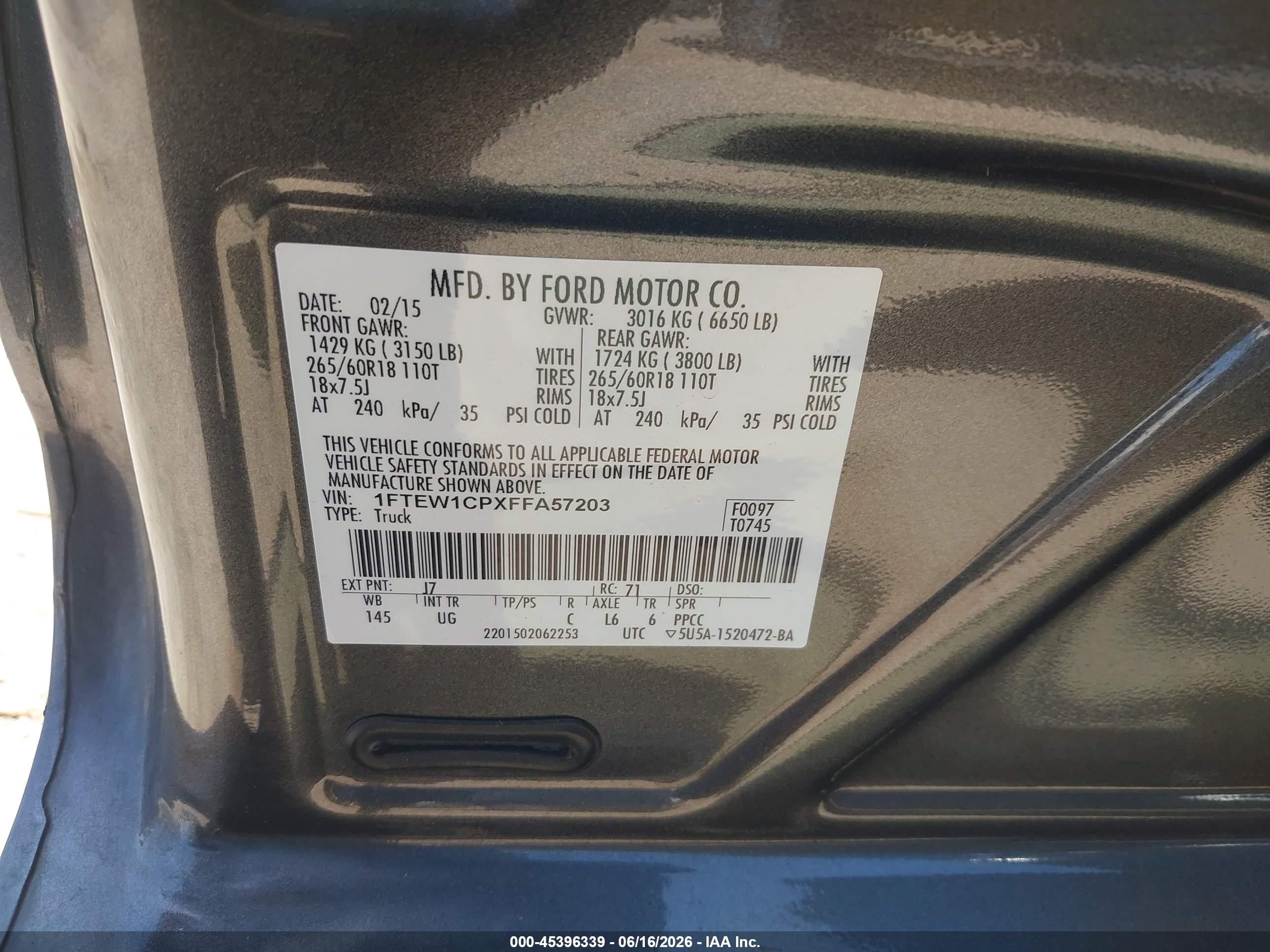 2015 Ford F-150 Xlt Gray vin: 1FTEW1CPXFFA57203