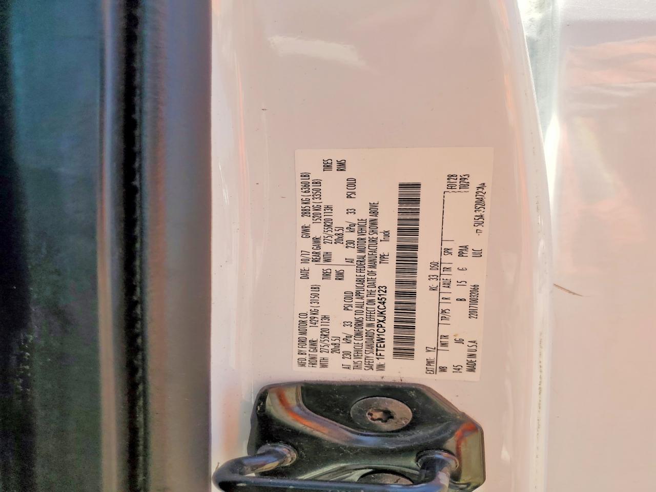2018 Ford F150 Supercrew White vin: 1FTEW1CPXJKC45123