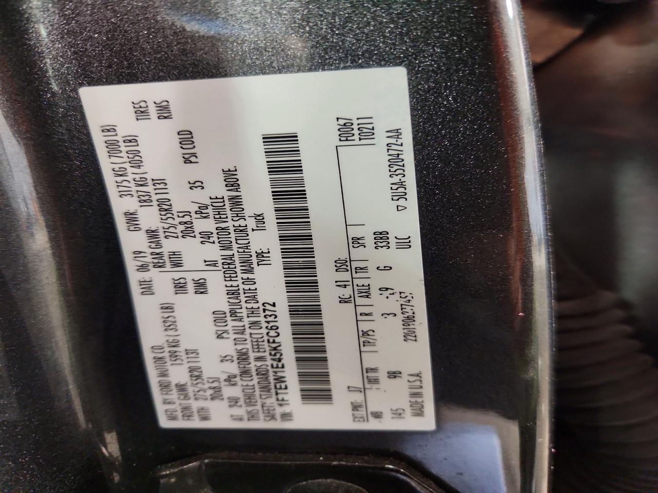 2019 Ford F150 Supercrew Gray vin: 1FTEW1E45KFC61372