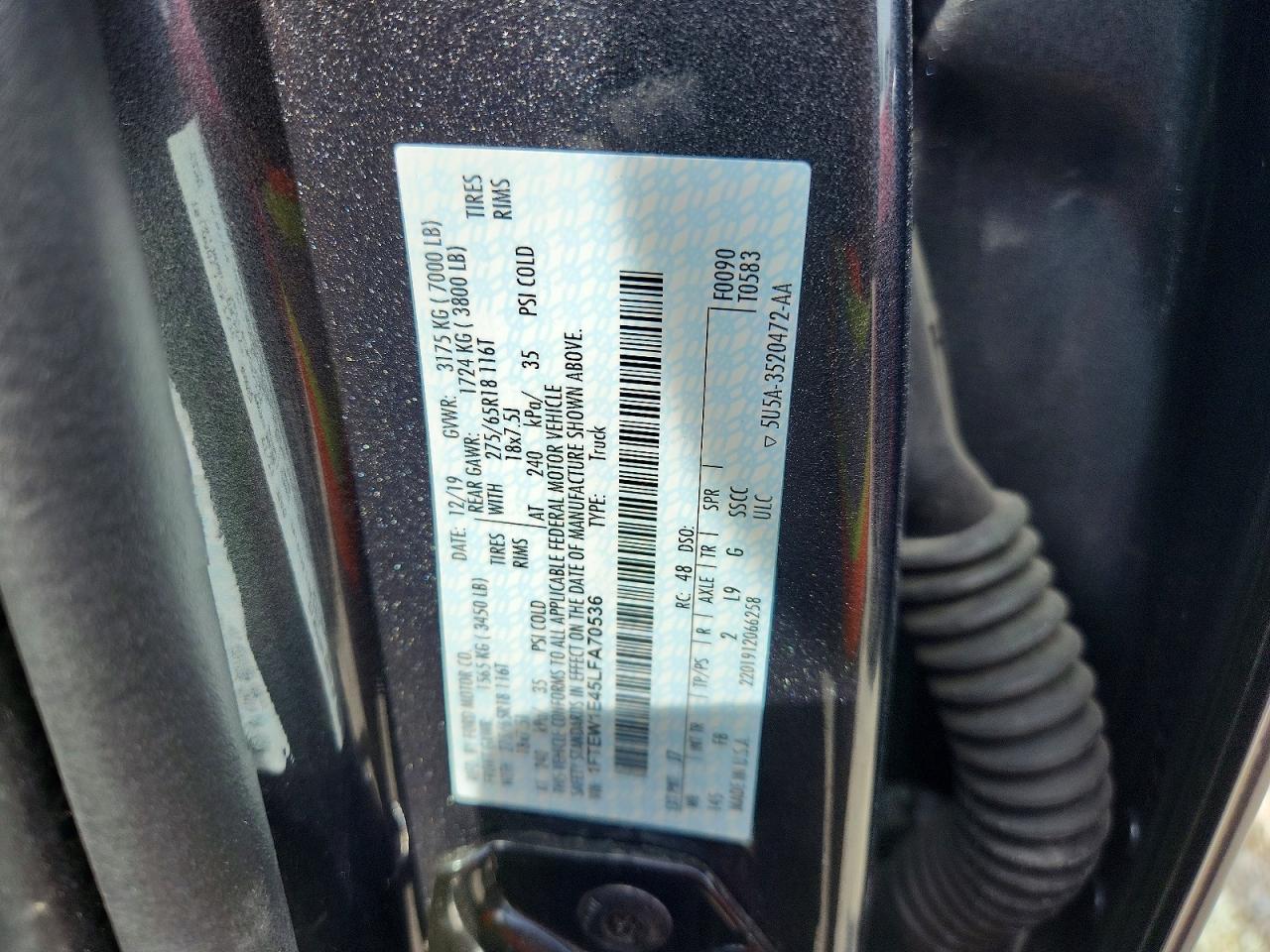 2020 Ford F150 Supercrew Charcoal vin: 1FTEW1E45LFA70536