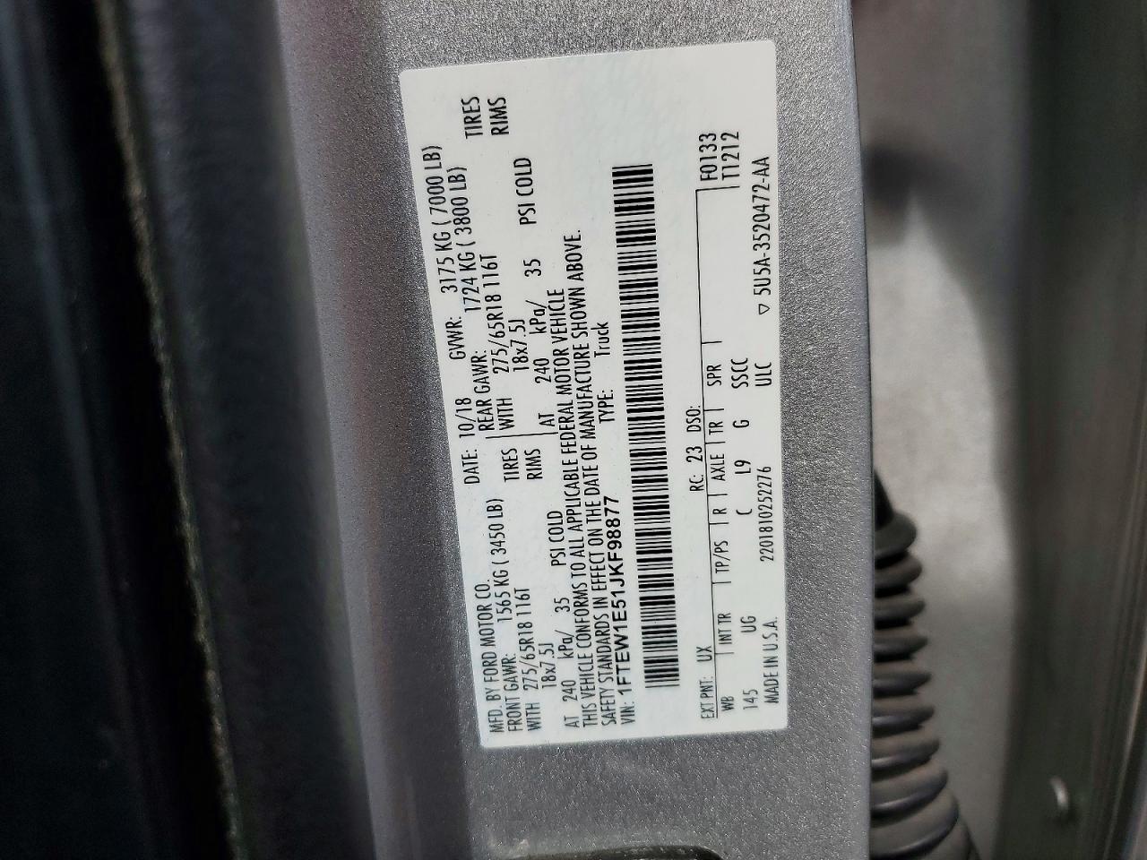 2018 Ford F150 Supercrew Silver vin: 1FTEW1E51JKF98877