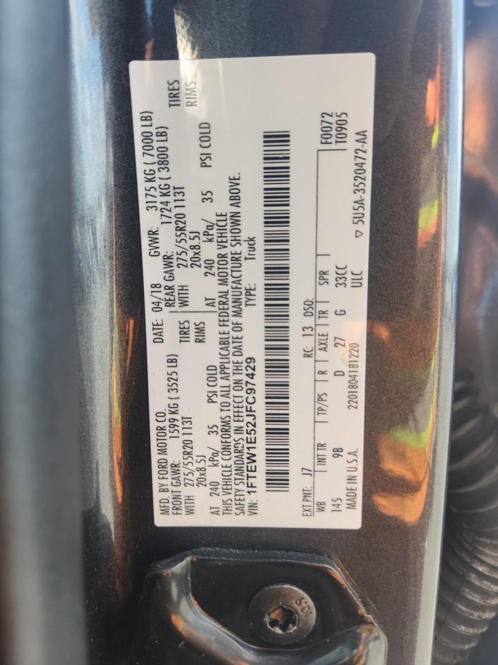 2018 Ford F150 Supercrew Gray vin: 1FTEW1E52JFC97429