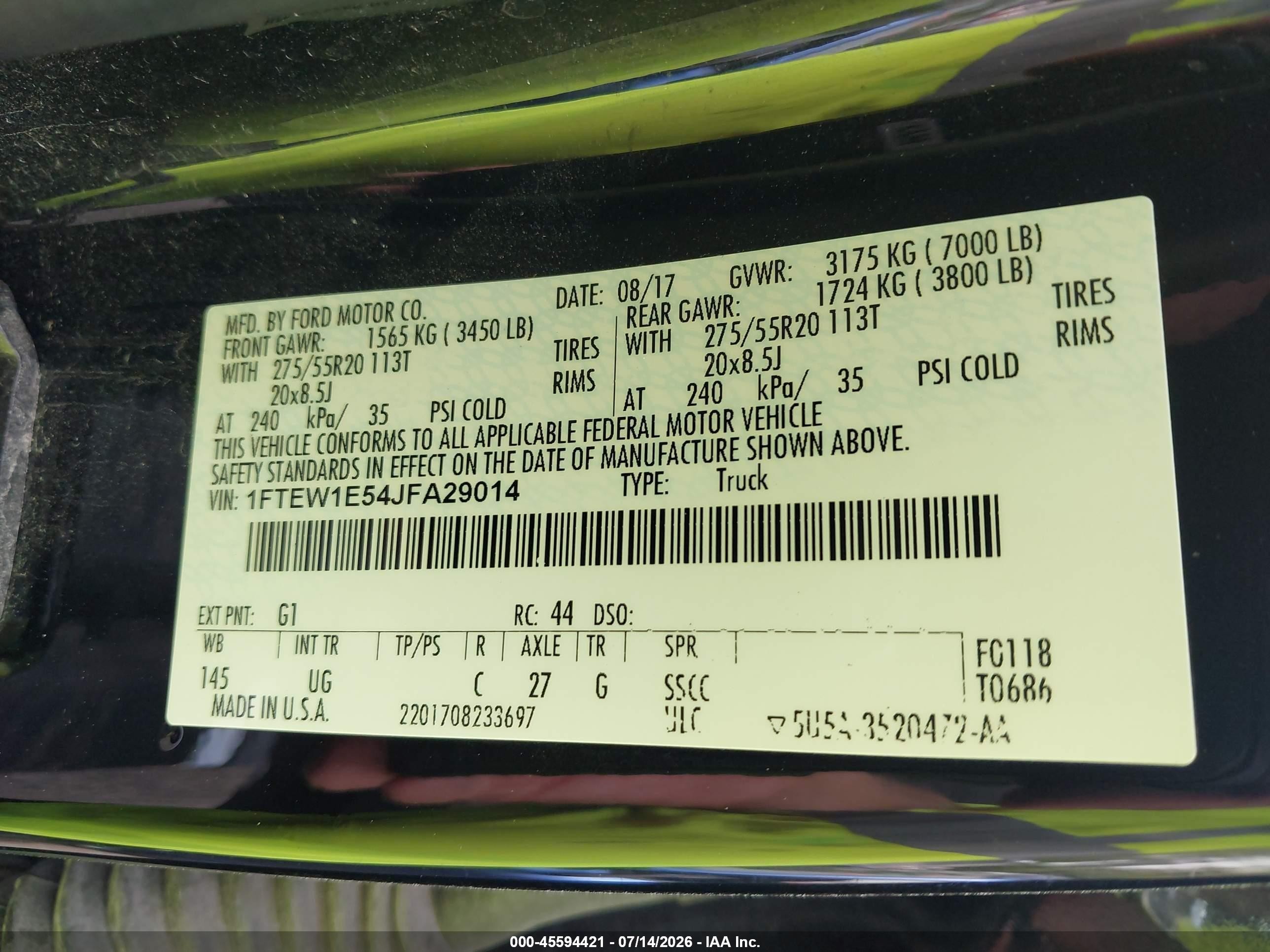 2018 Ford F-150 Xlt Black vin: 1FTEW1E54JFA29014