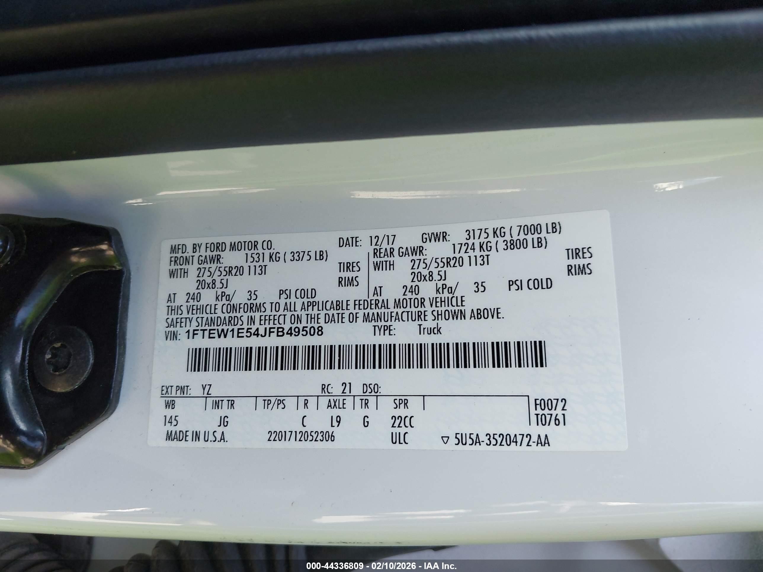 2018 Ford F-150 Xl White vin: 1FTEW1E54JFB49508
