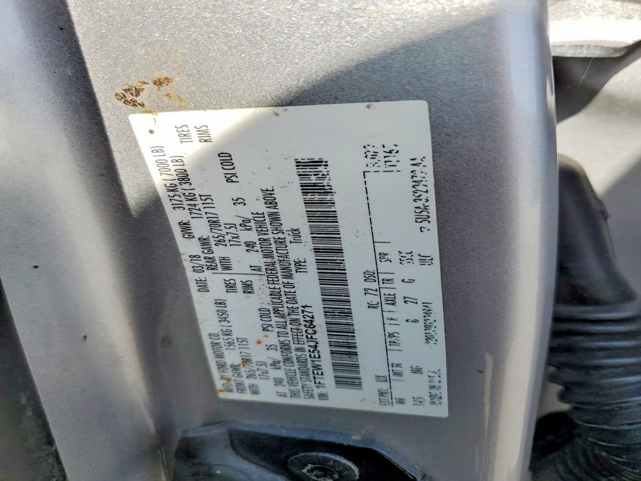 2018 Ford F150 Supercrew Silver vin: 1FTEW1E54JFC64271
