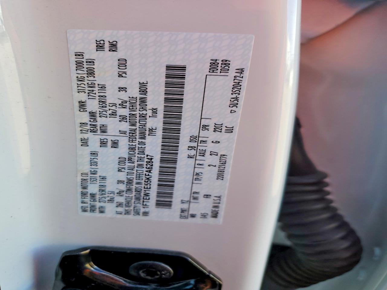 2019 Ford F150 Supercrew White vin: 1FTEW1E55KFA62847