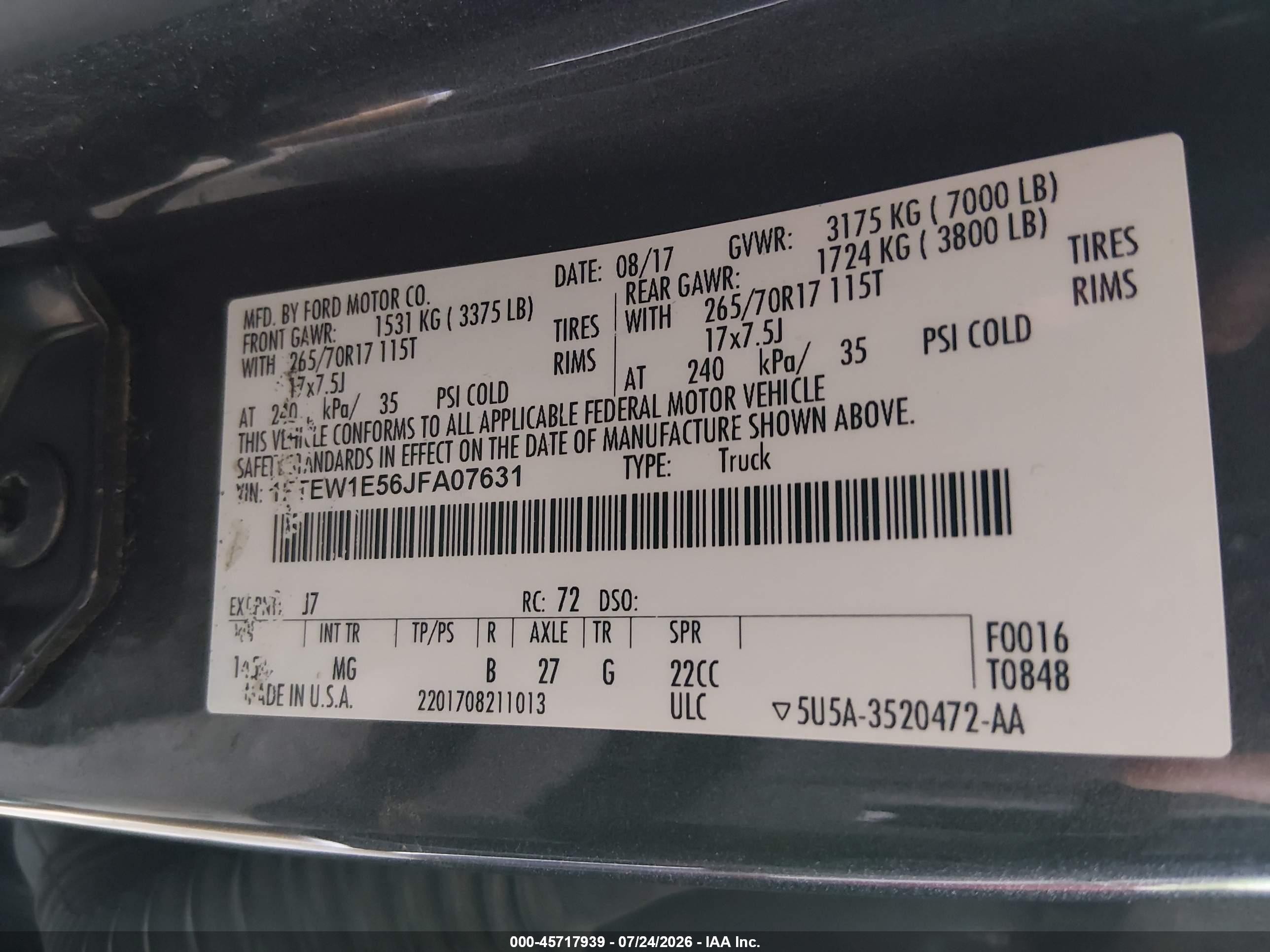 2018 Ford F-150 Xlt Black vin: 1FTEW1E56JFA07631