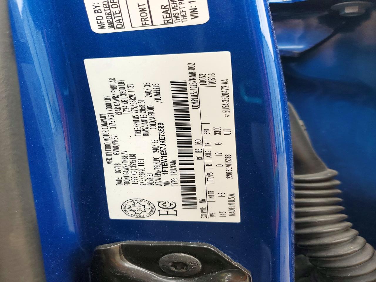 2018 Ford F150 Supercrew Синий vin: 1FTEW1E57JKE73589