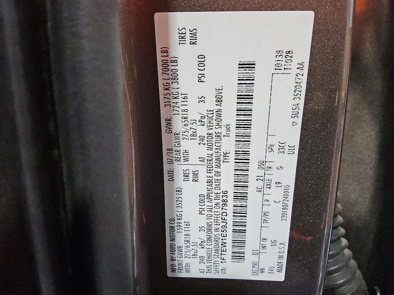 2018 Ford F150 Supercrew Серый vin: 1FTEW1E59JFD79836