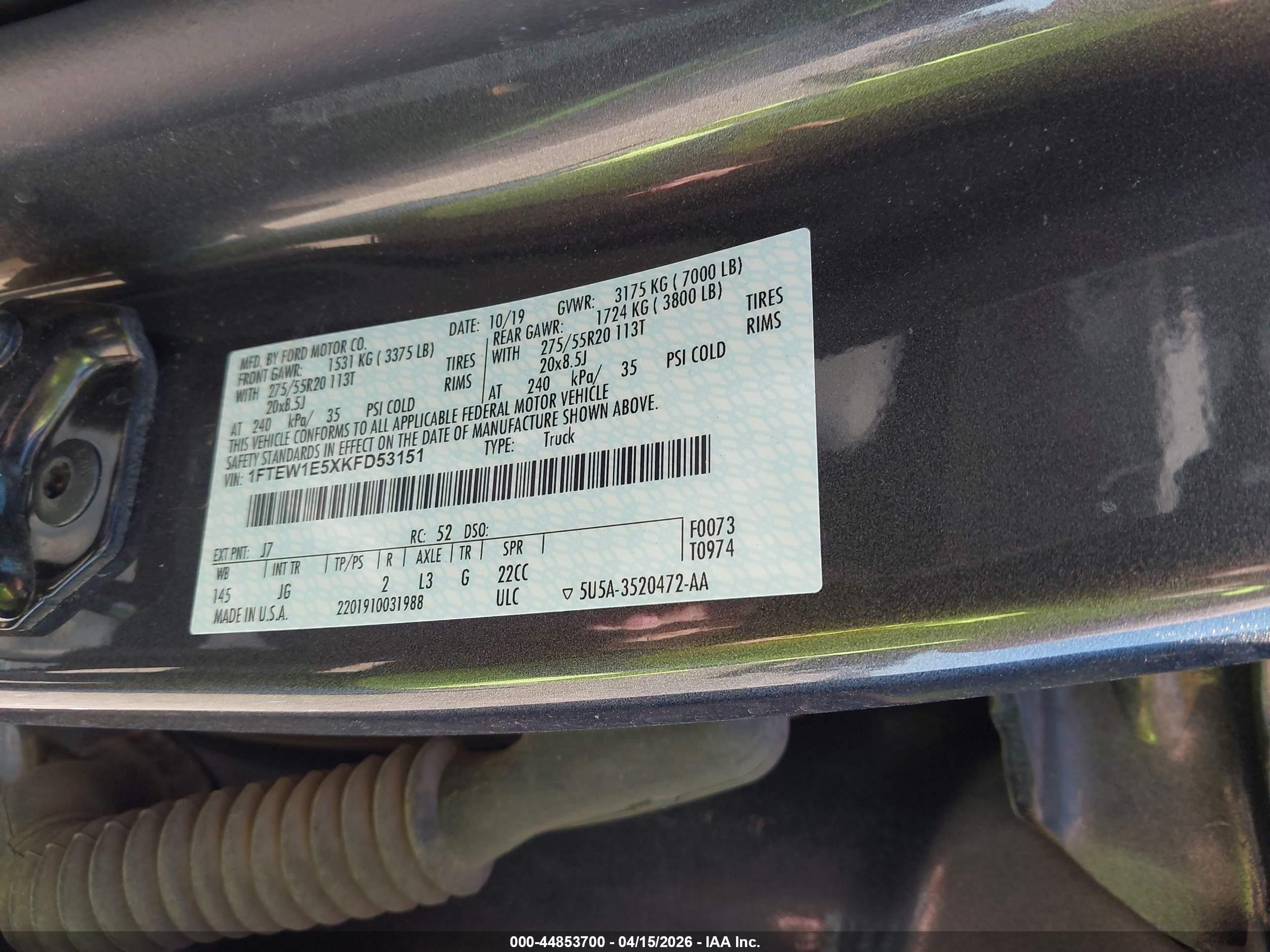 2019 Ford F-150 Xl Gray vin: 1FTEW1E5XKFD53151