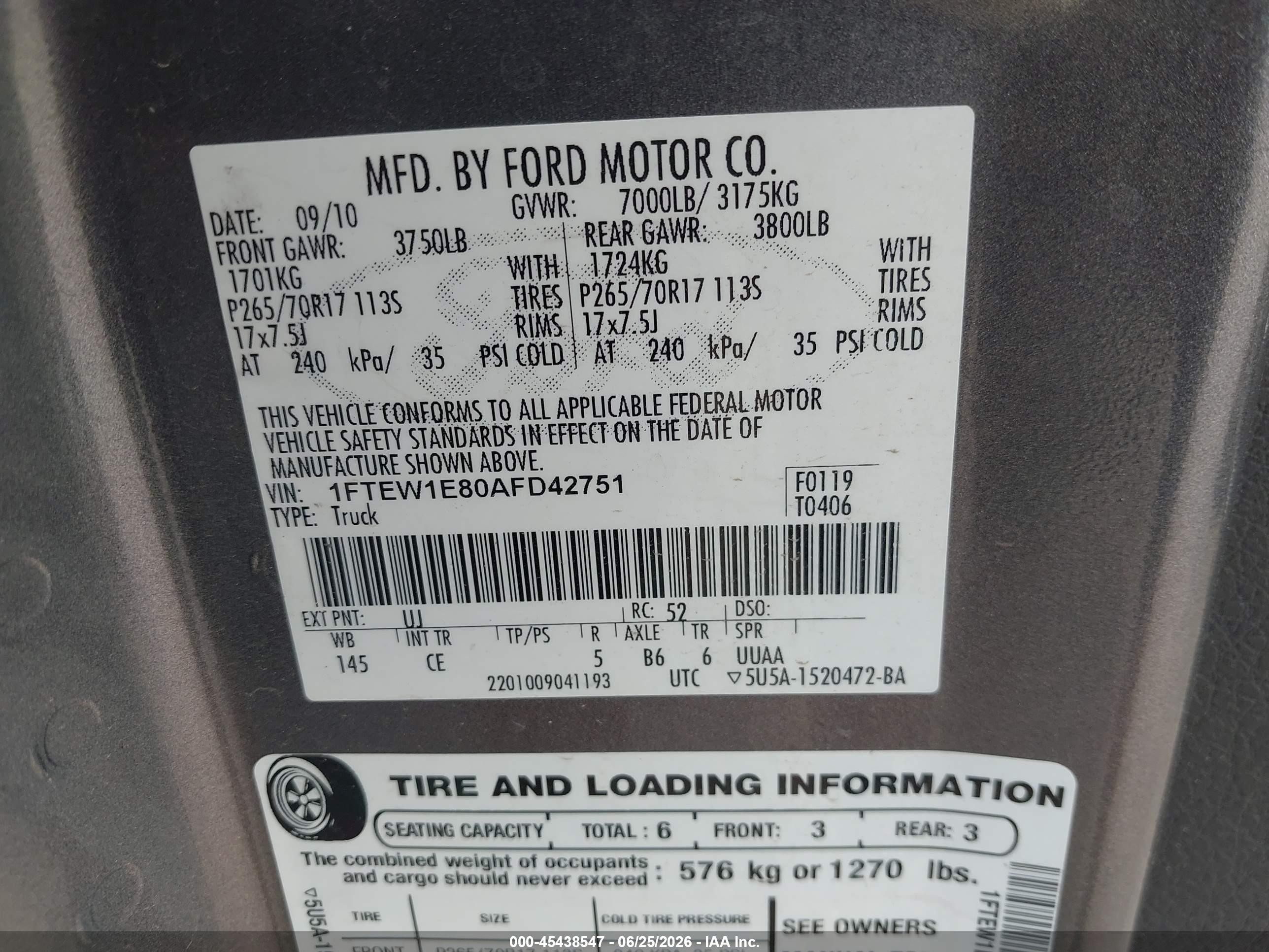 2010 Ford F-150 Xl/xlt Gray vin: 1FTEW1E80AFD42751