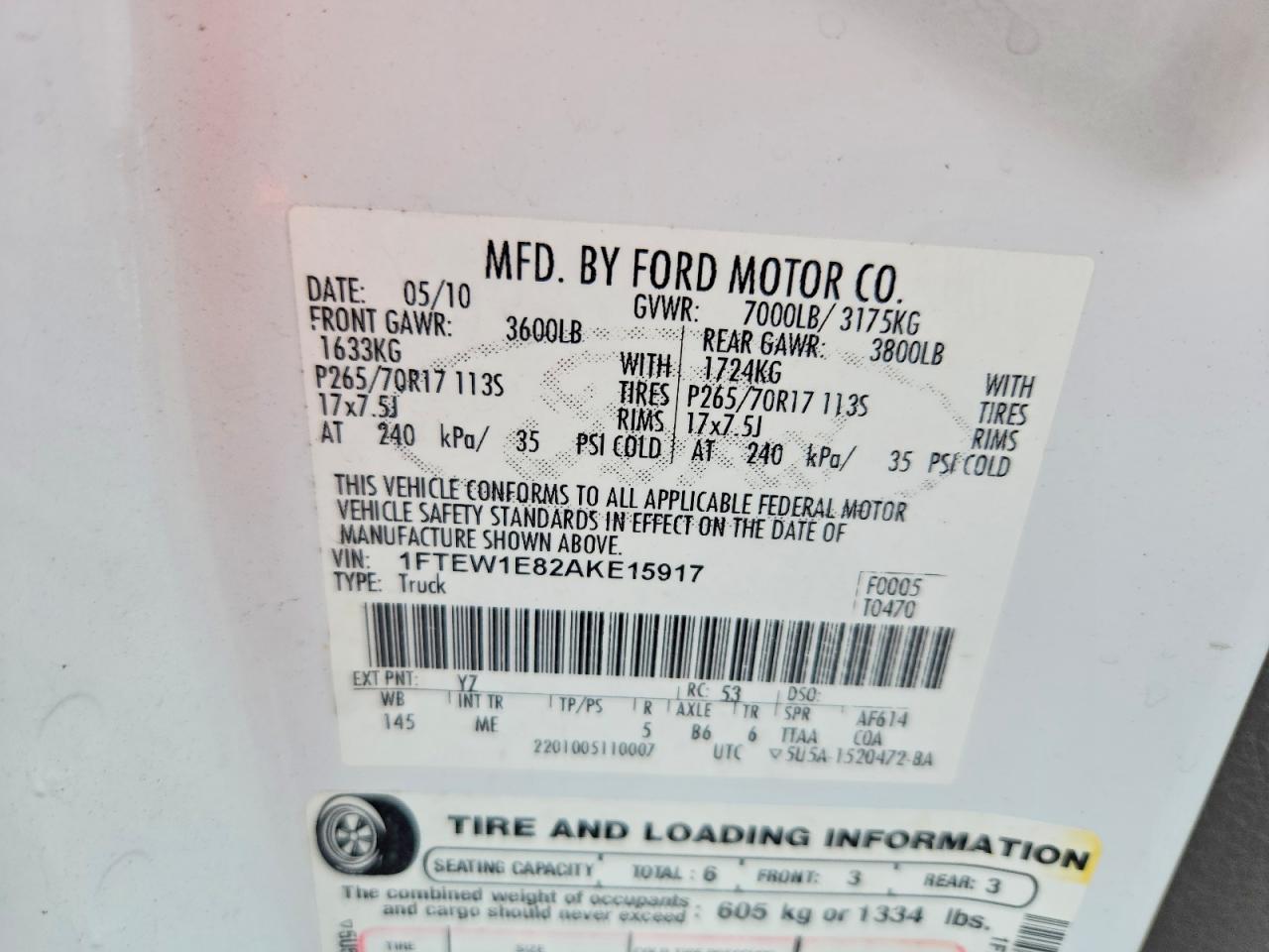 2010 Ford F150 Supercrew Белый vin: 1FTEW1E82AKE15917