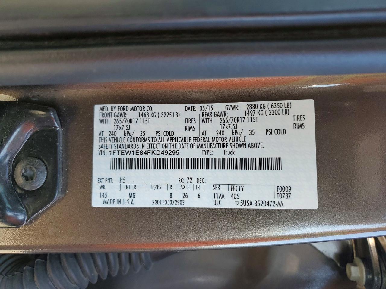 2015 Ford F150 Supercrew Gray vin: 1FTEW1E84FKD49295