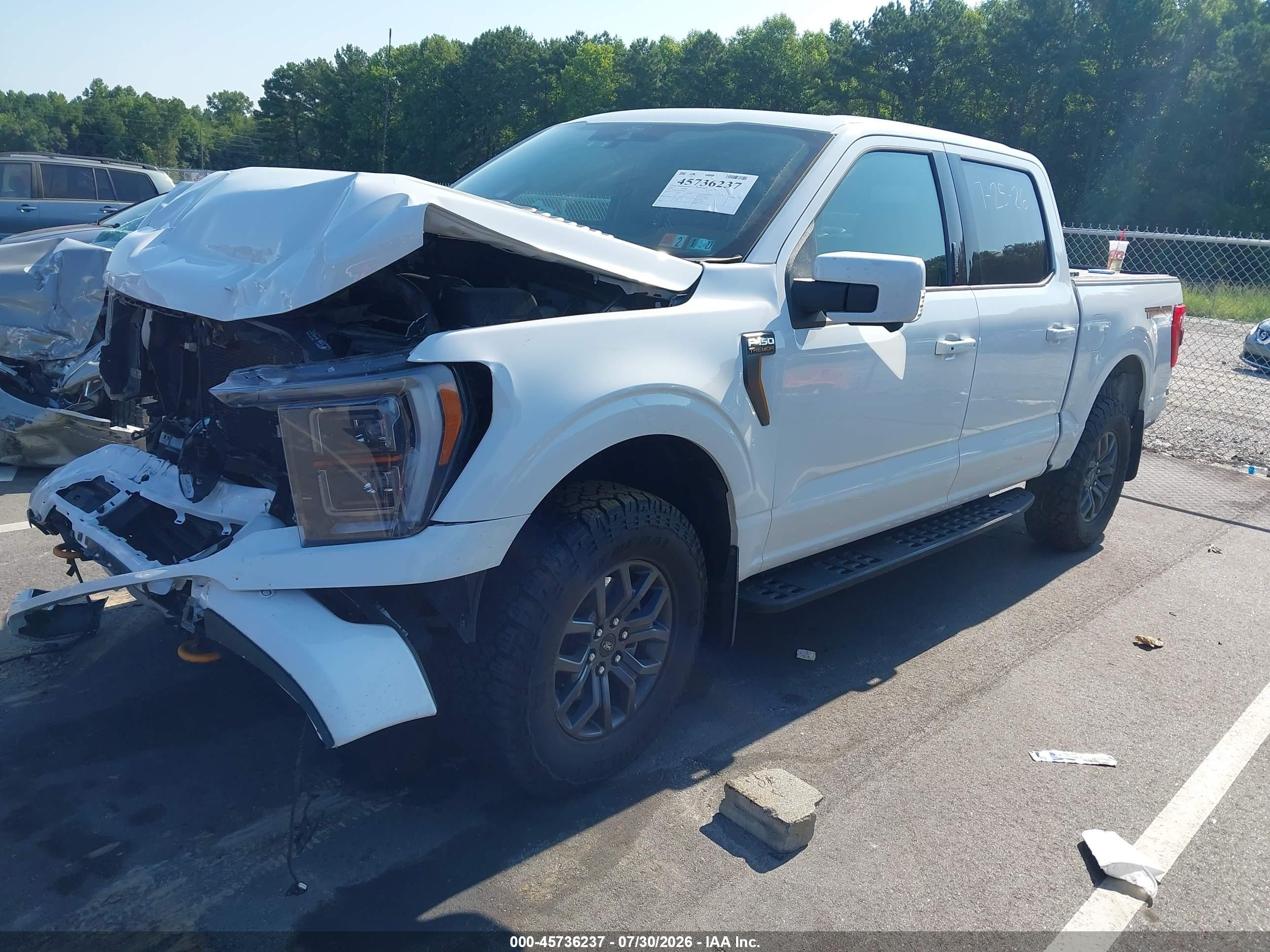 2022 Ford F-150 Tremor White vin: 1FTEW1E84NFA02430