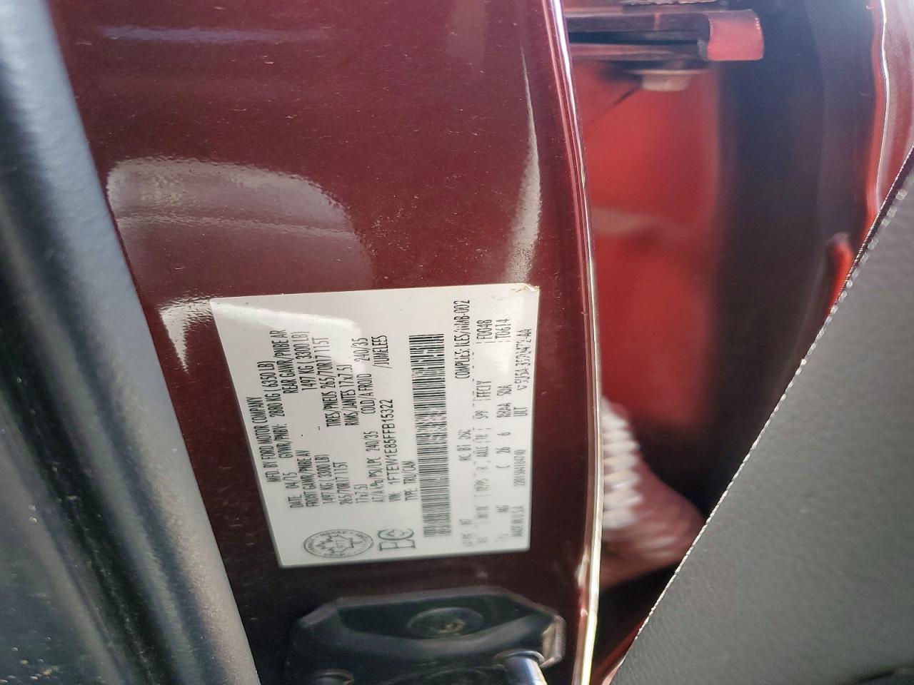 2015 Ford F150 Supercrew Темно-бордовый vin: 1FTEW1E85FFB15322