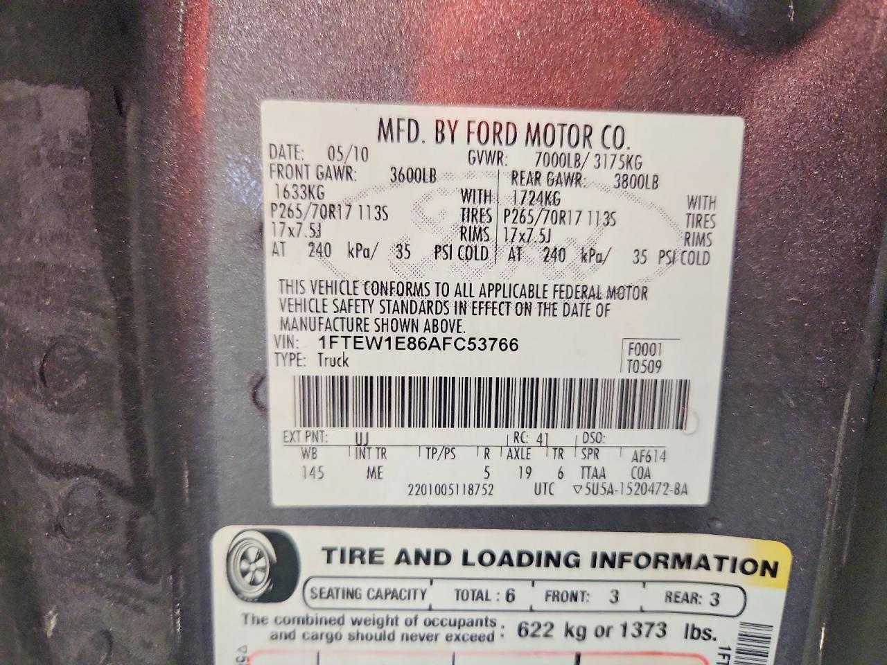 2010 Ford F150 Supercrew Gray vin: 1FTEW1E86AFC53766