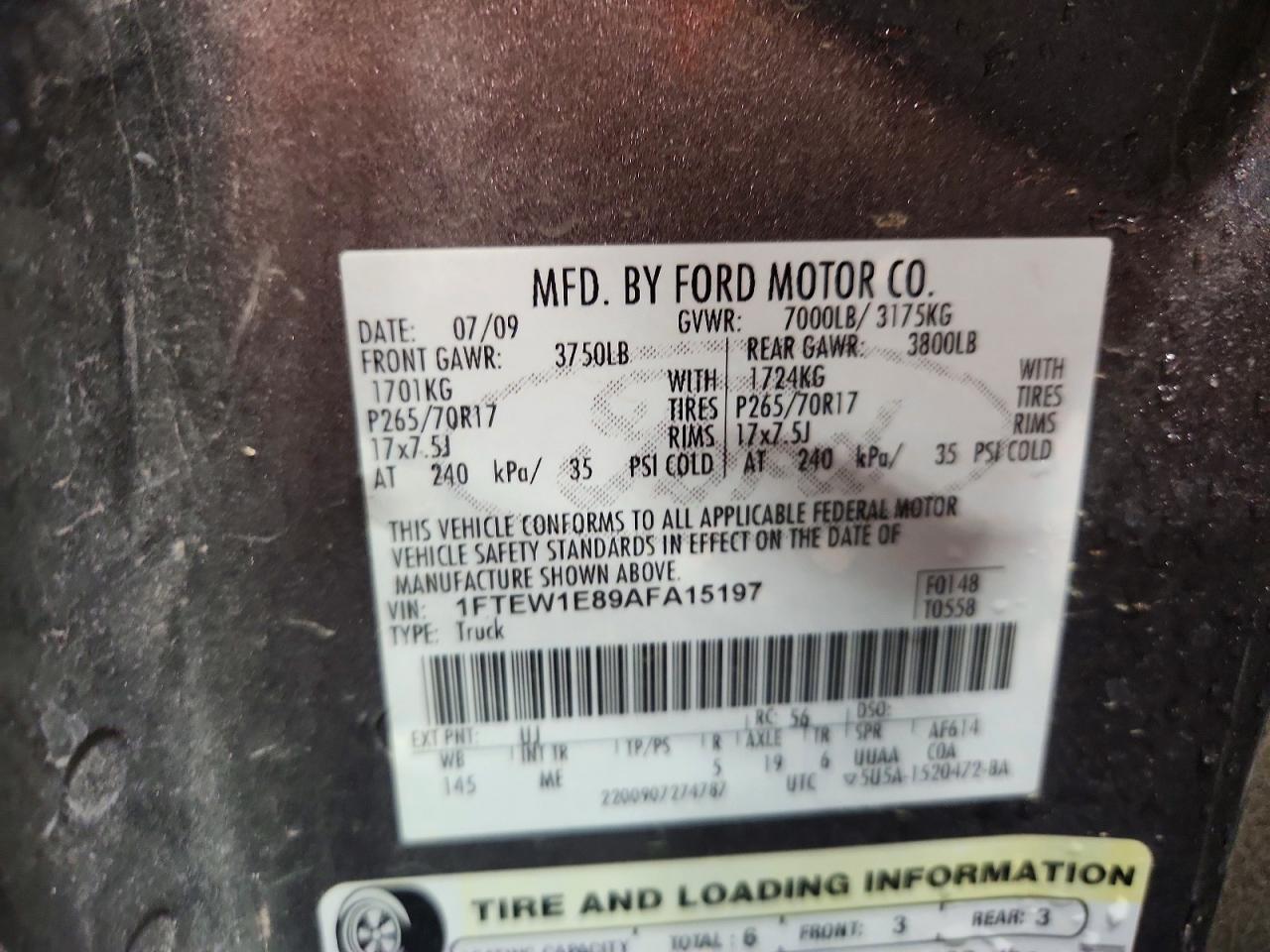 2010 Ford F150 Supercrew Gray vin: 1FTEW1E89AFA15197