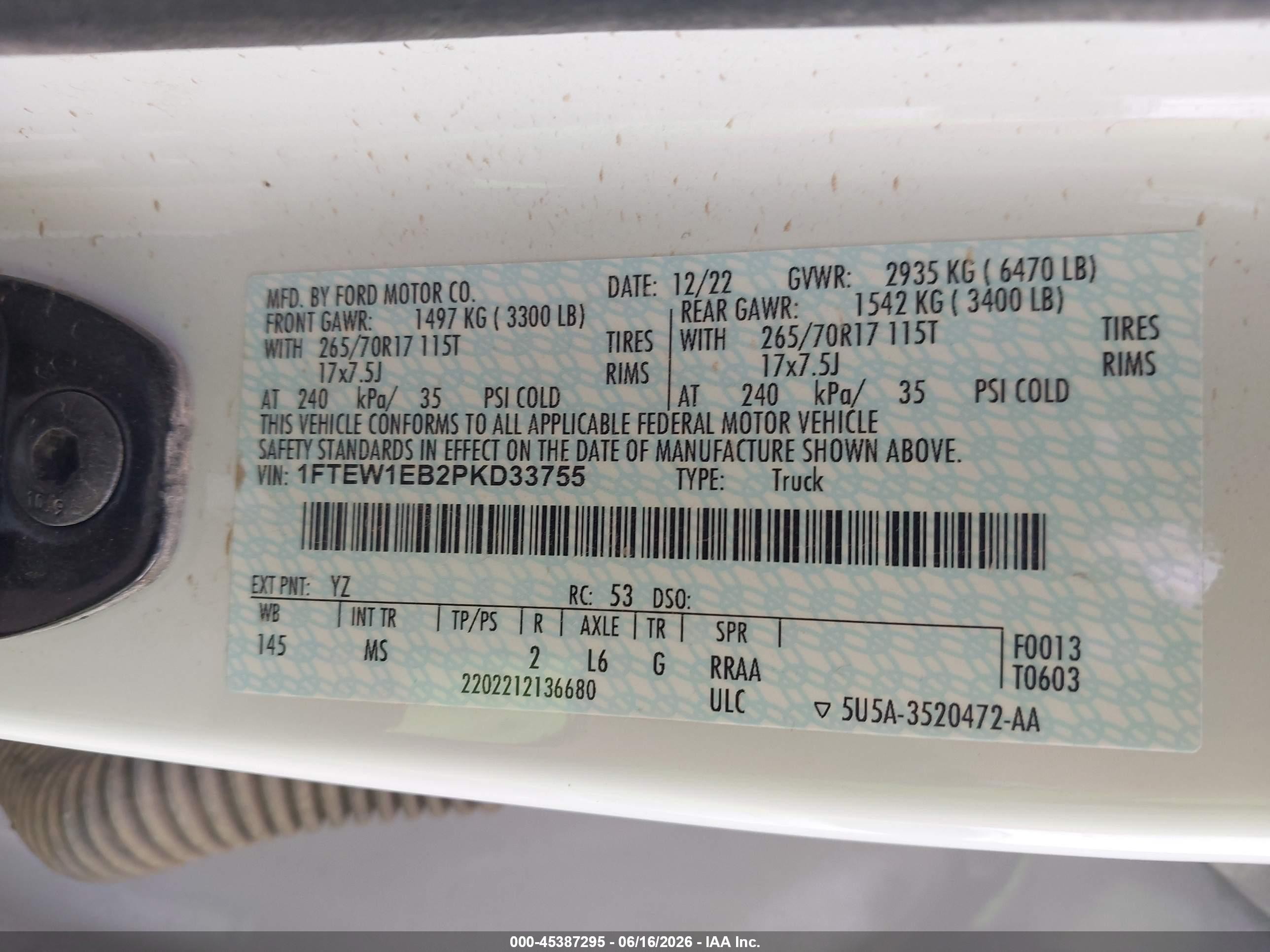 2023 Ford F-150 Xlt White vin: 1FTEW1EB2PKD33755