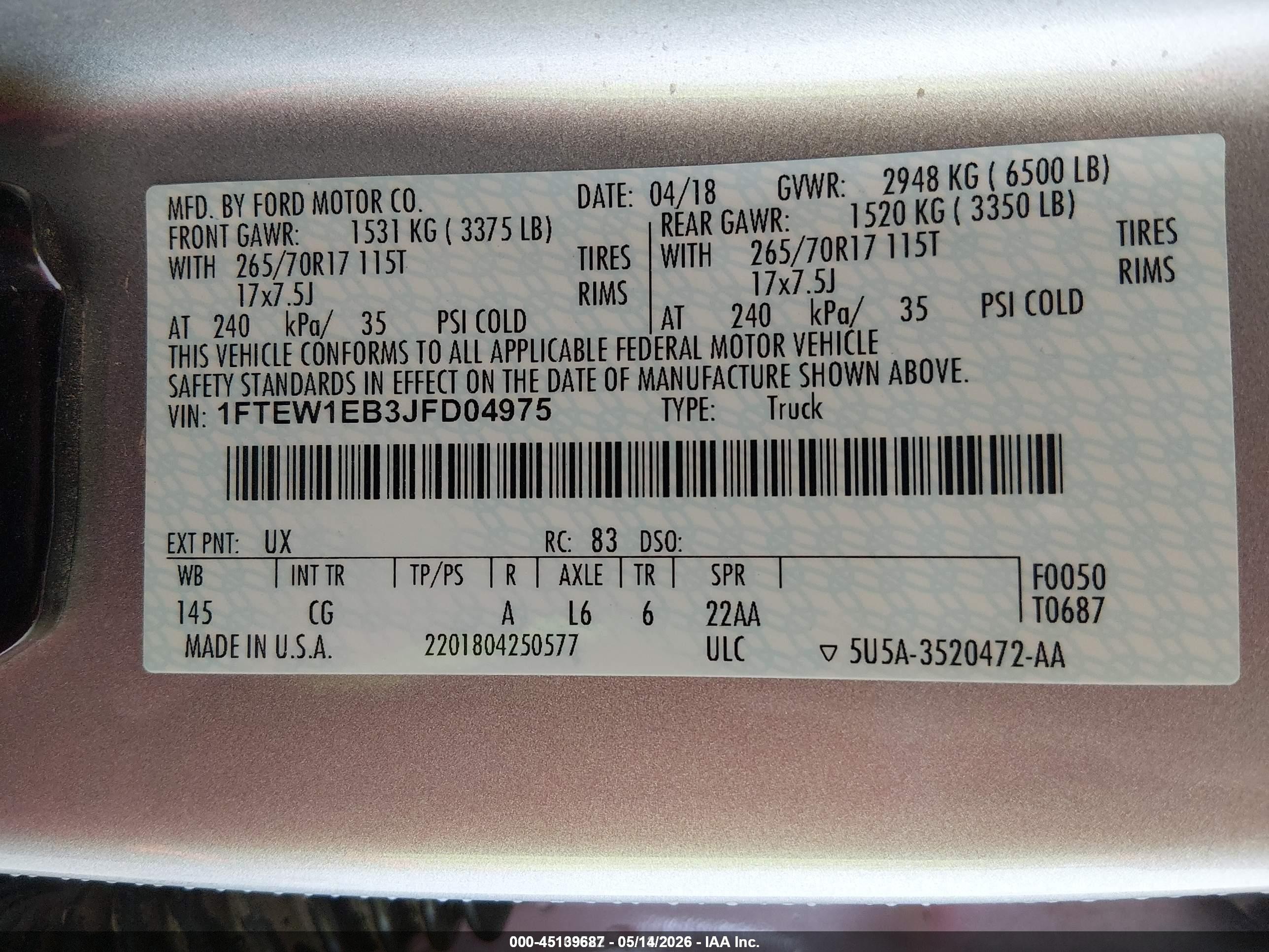 2018 Ford F-150 Xl Silver vin: 1FTEW1EB3JFD04975