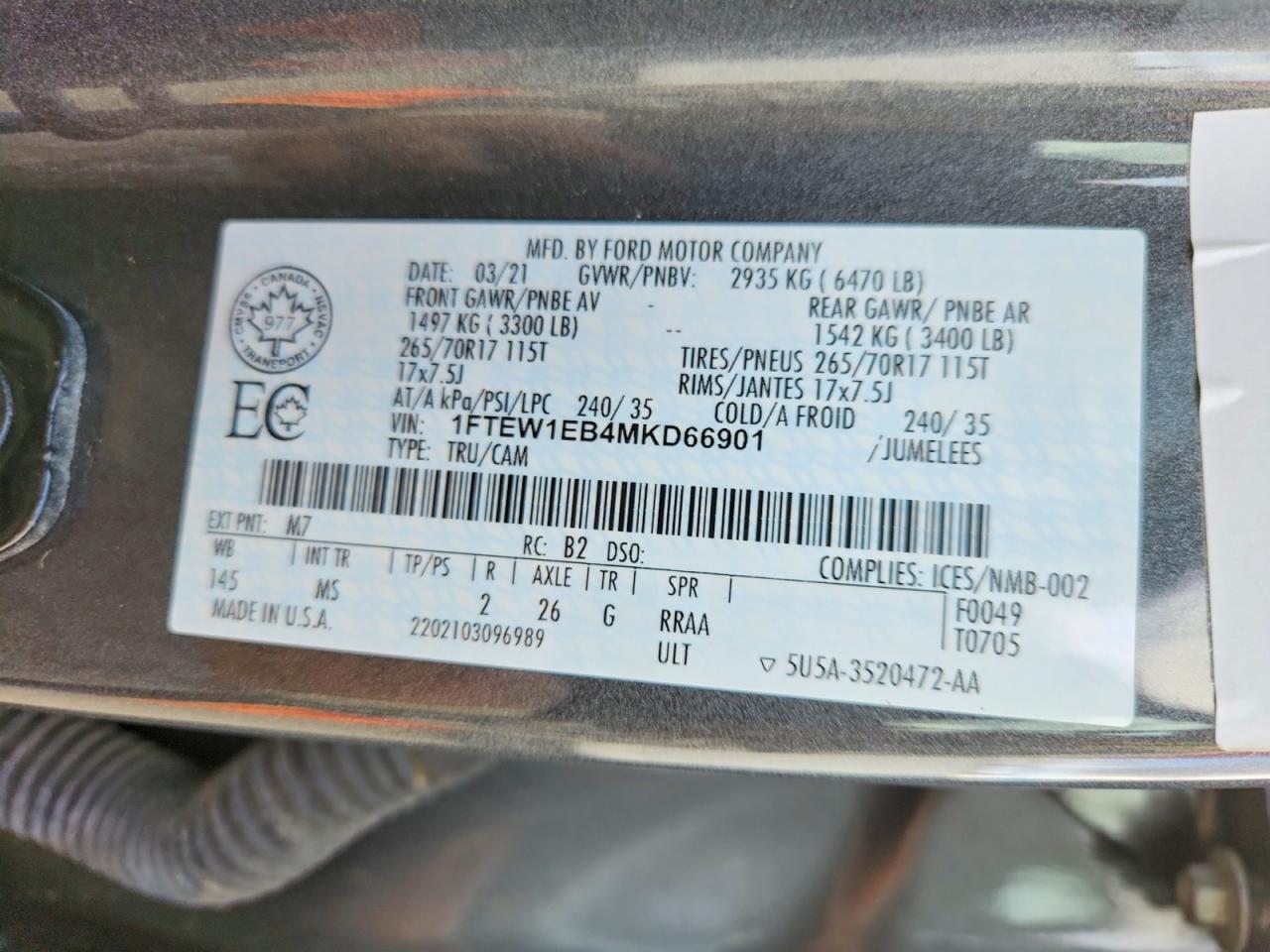2021 Ford F150 Supercrew Gray vin: 1FTEW1EB4MKD66901