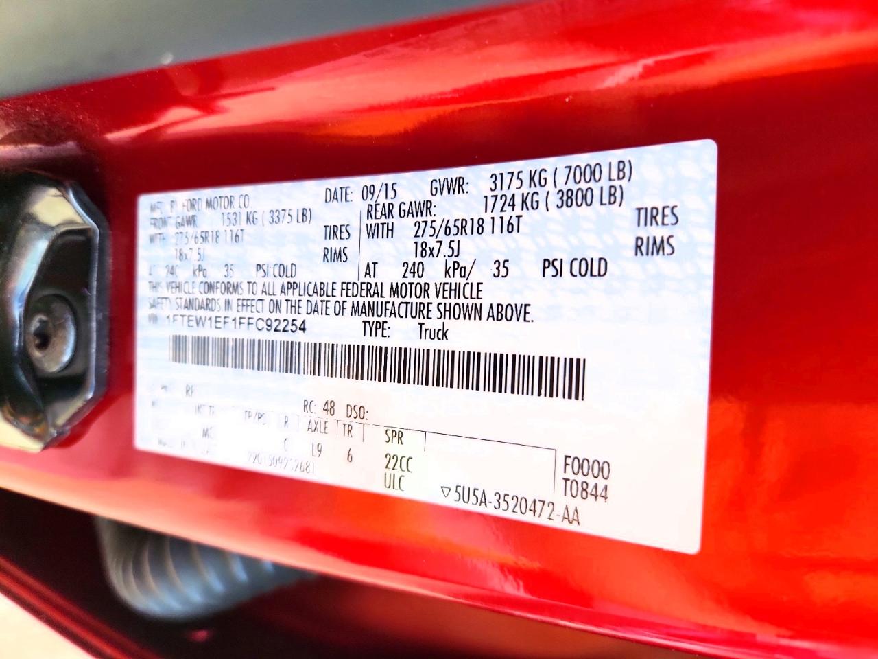 2015 Ford F150 Supercrew Бордовый vin: 1FTEW1EF1FFC92254