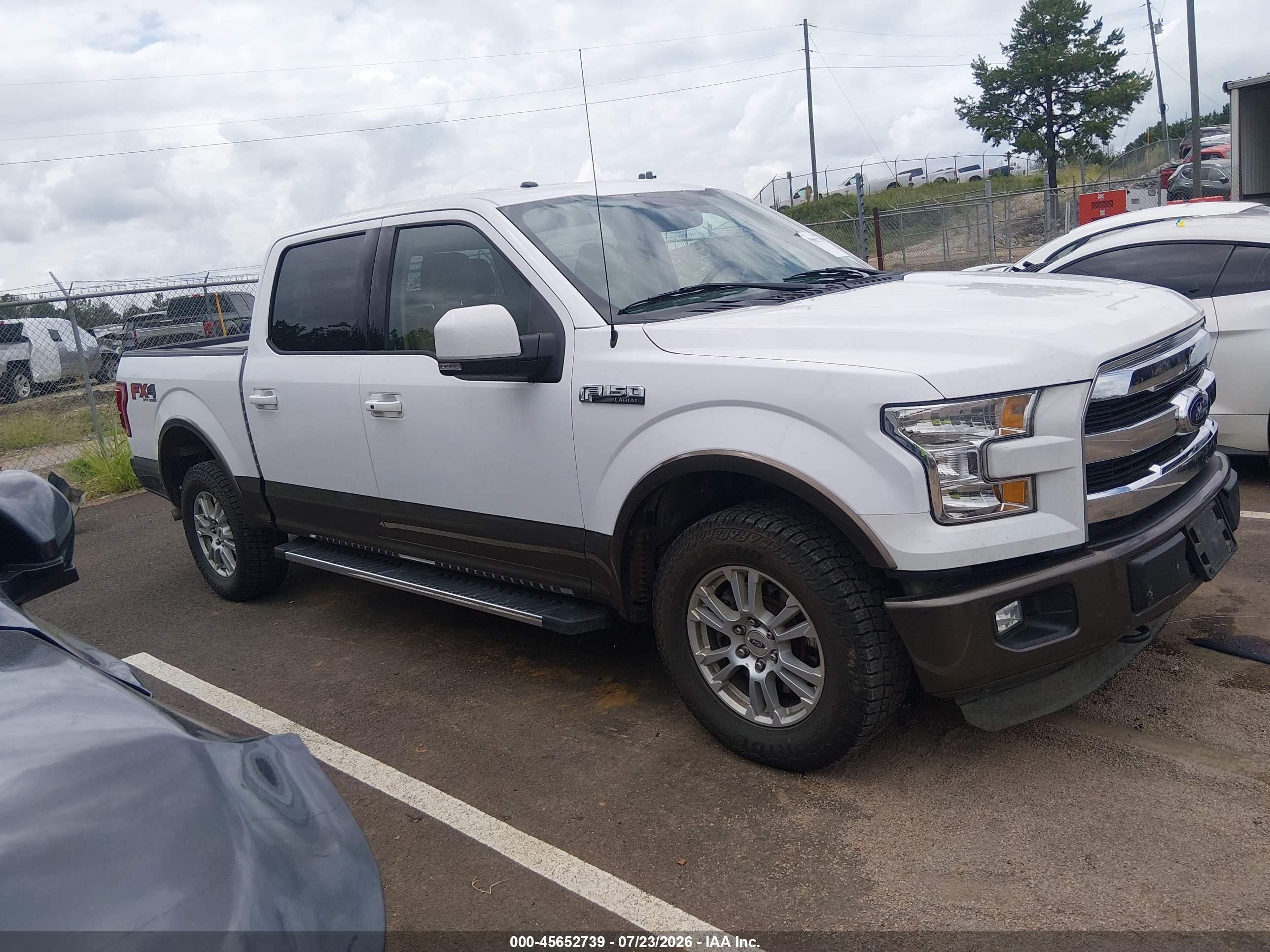 2015 Ford F-150 Lariat White vin: 1FTEW1EF1FKD46708