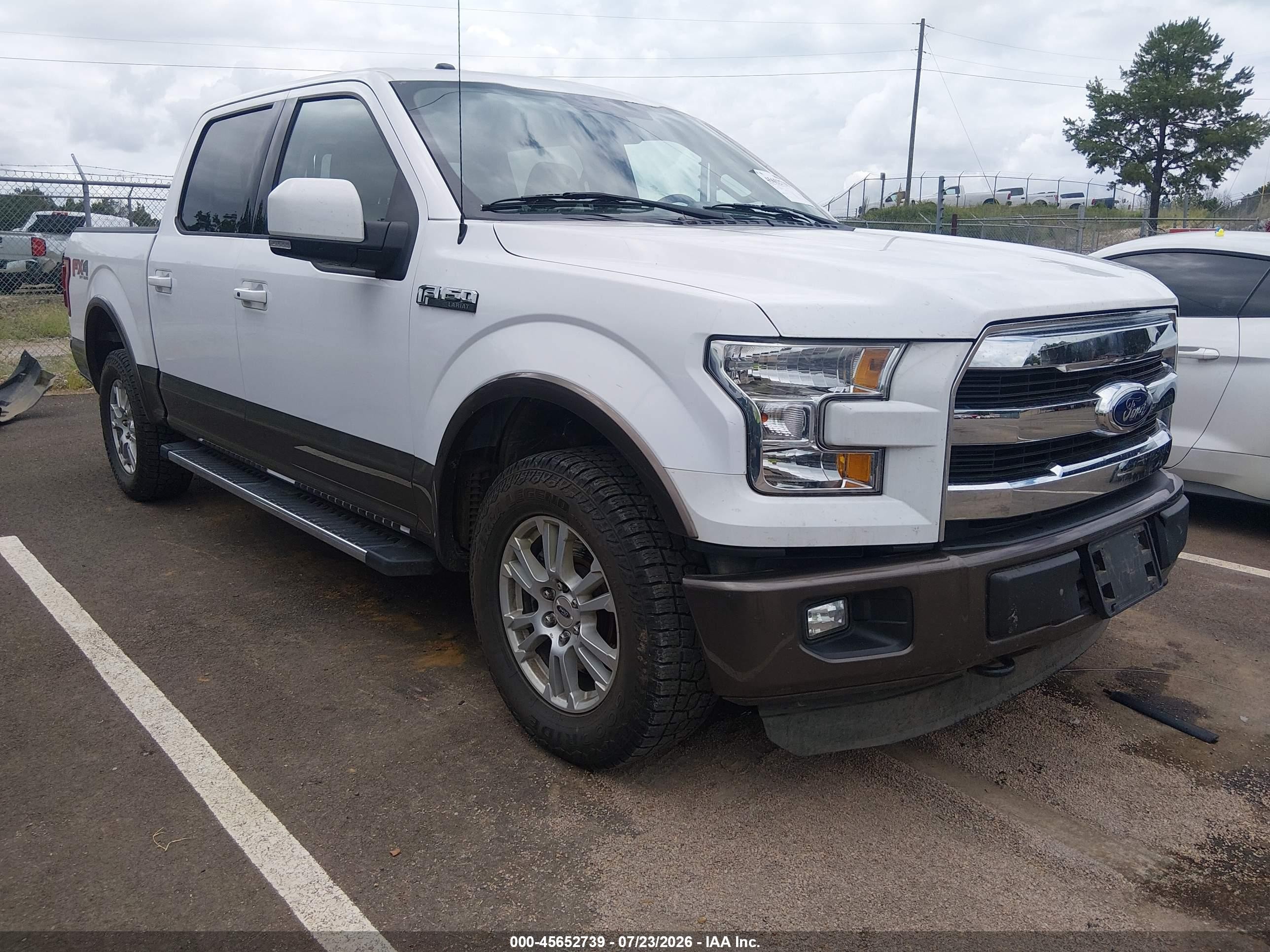 2015 Ford F-150 Lariat White vin: 1FTEW1EF1FKD46708