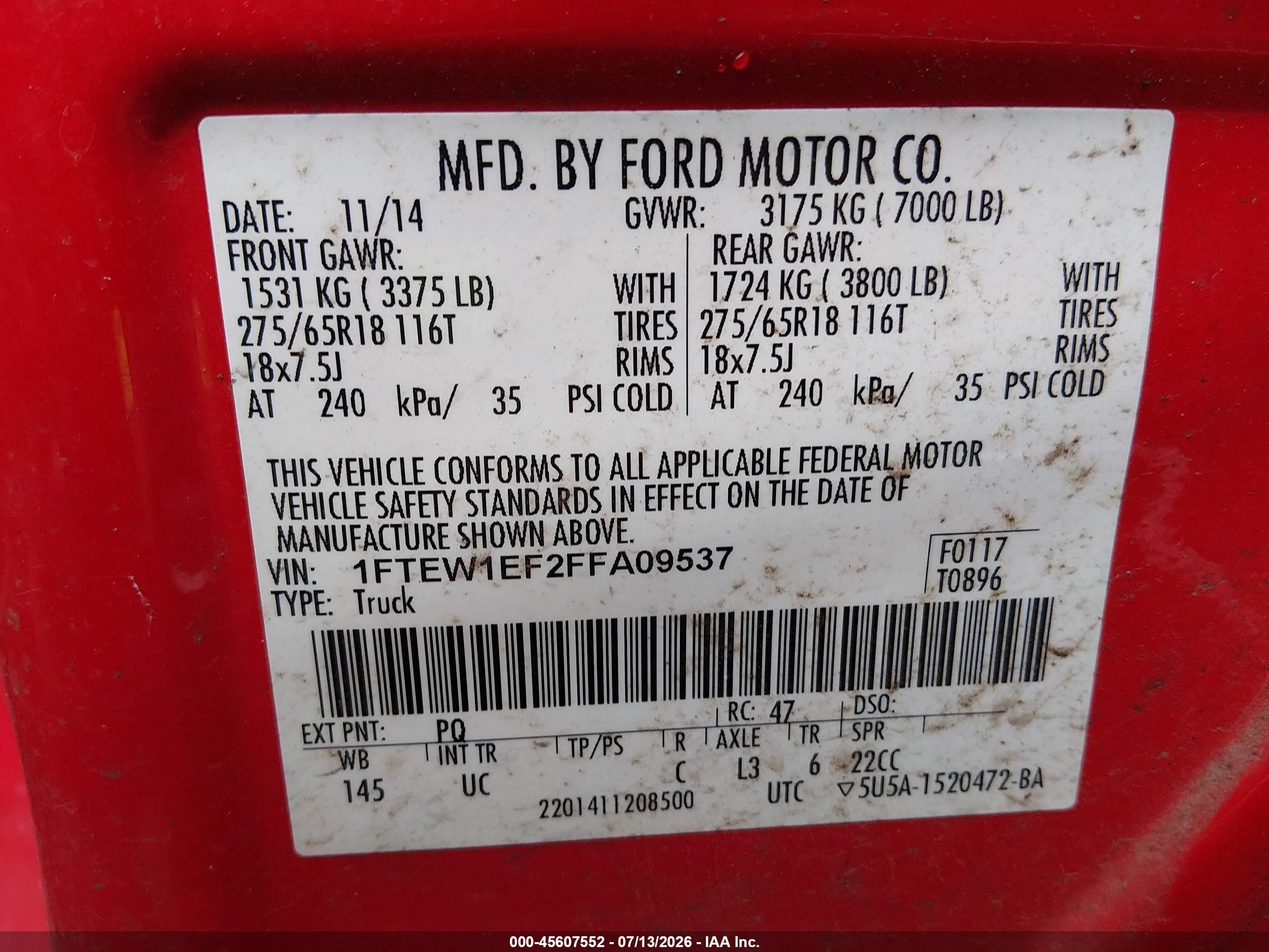 2015 Ford F-150 Xlt Red vin: 1FTEW1EF2FFA09537