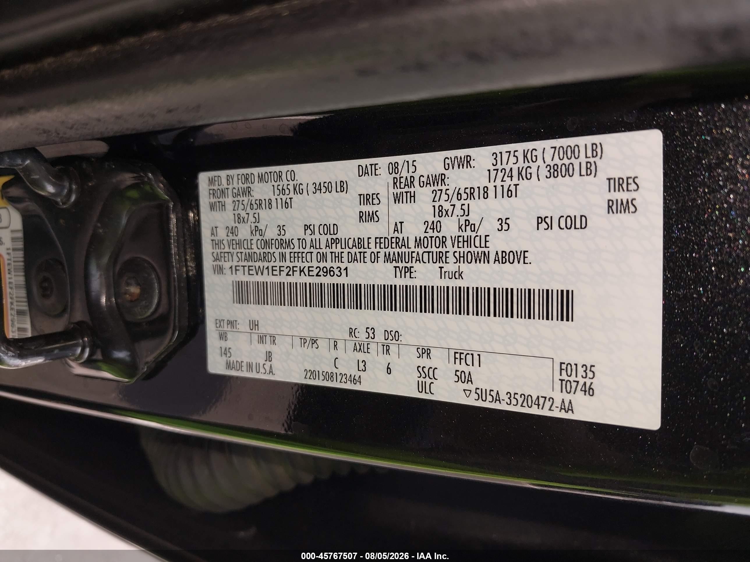 2015 Ford F-150 Xlt Black vin: 1FTEW1EF2FKE29631