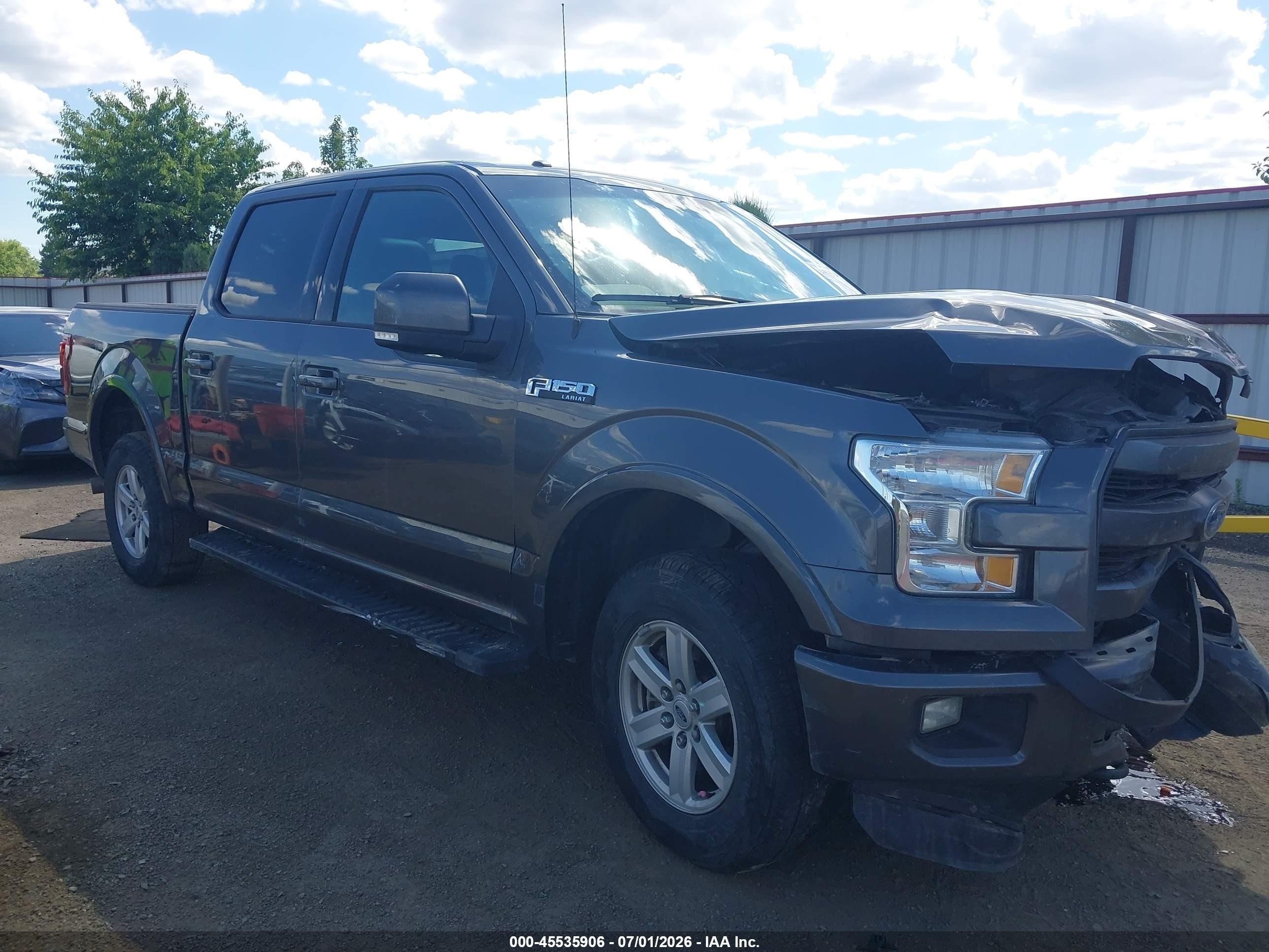 2015 Ford F-150 Lariat Серый vin: 1FTEW1EF3FFA07280