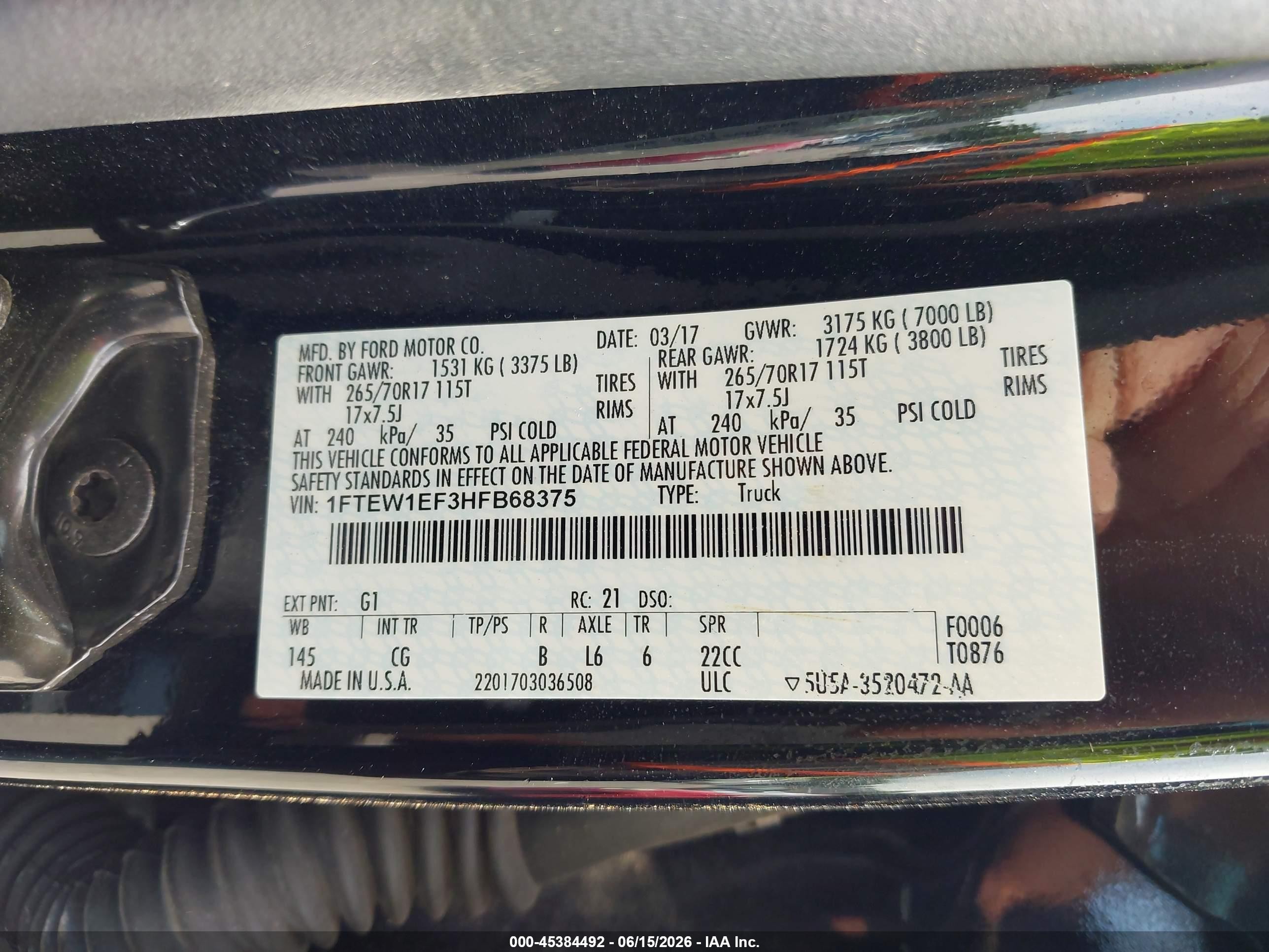 2017 Ford F-150 Xl Black vin: 1FTEW1EF3HFB68375