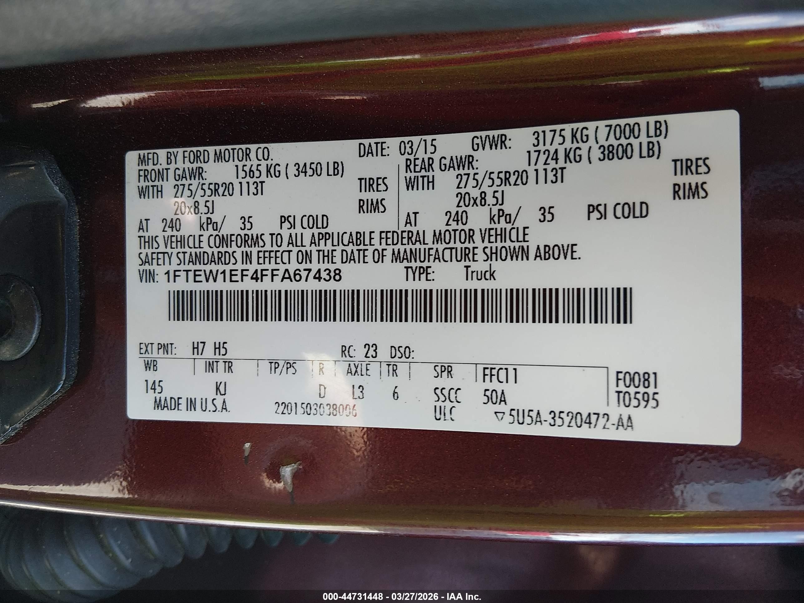 2015 Ford F-150 King Ranch Maroon vin: 1FTEW1EF4FFA67438