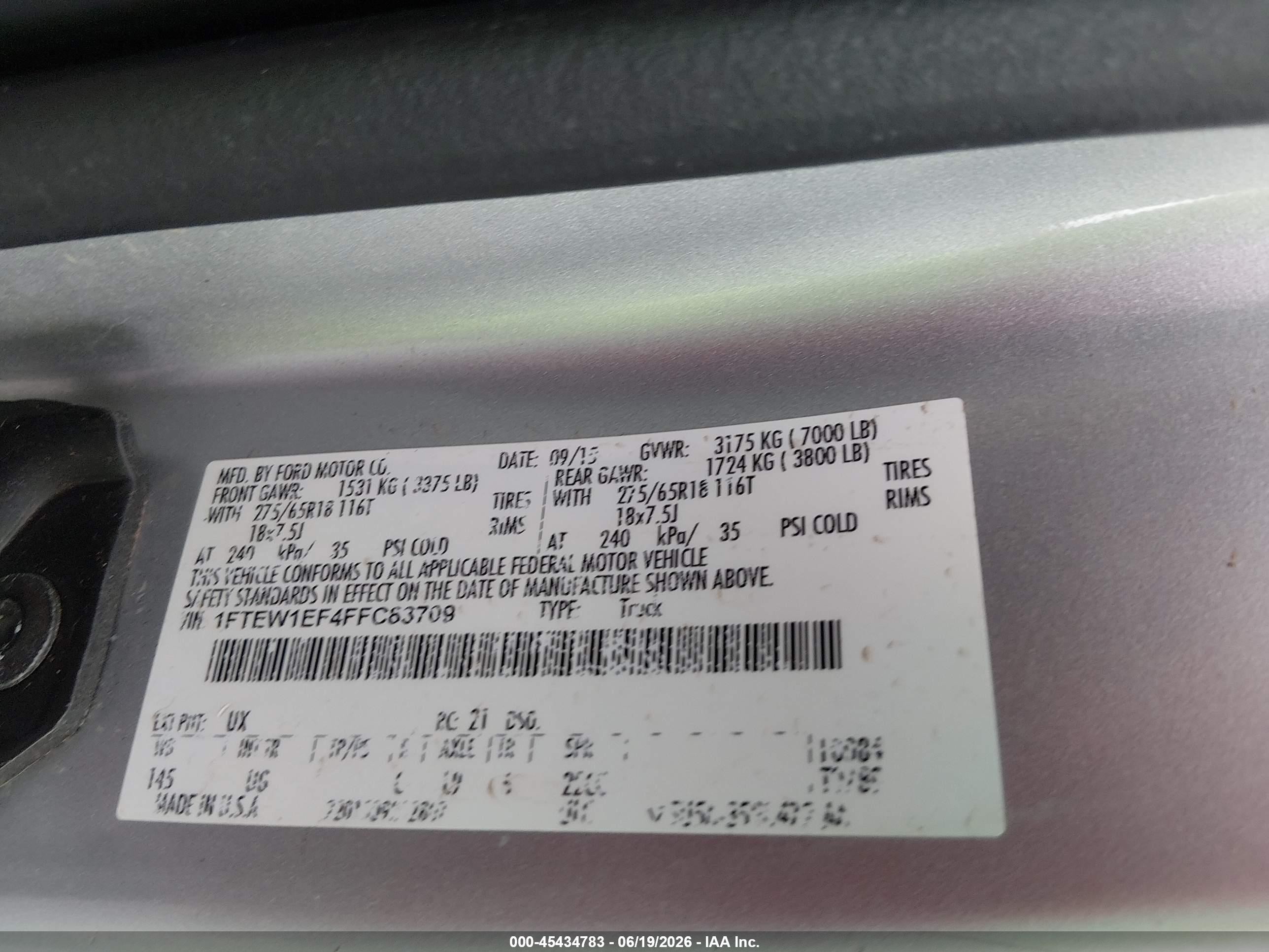2015 Ford F-150 King Ranch/lariat/platinum/xl/xlt Silver vin: 1FTEW1EF4FFC83709