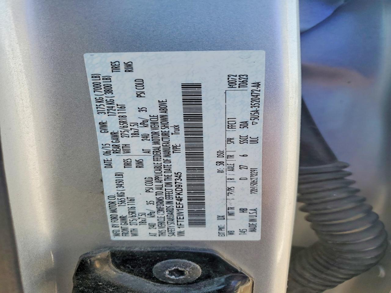 2015 Ford F150 Supercrew Silver vin: 1FTEW1EF4FKD97345