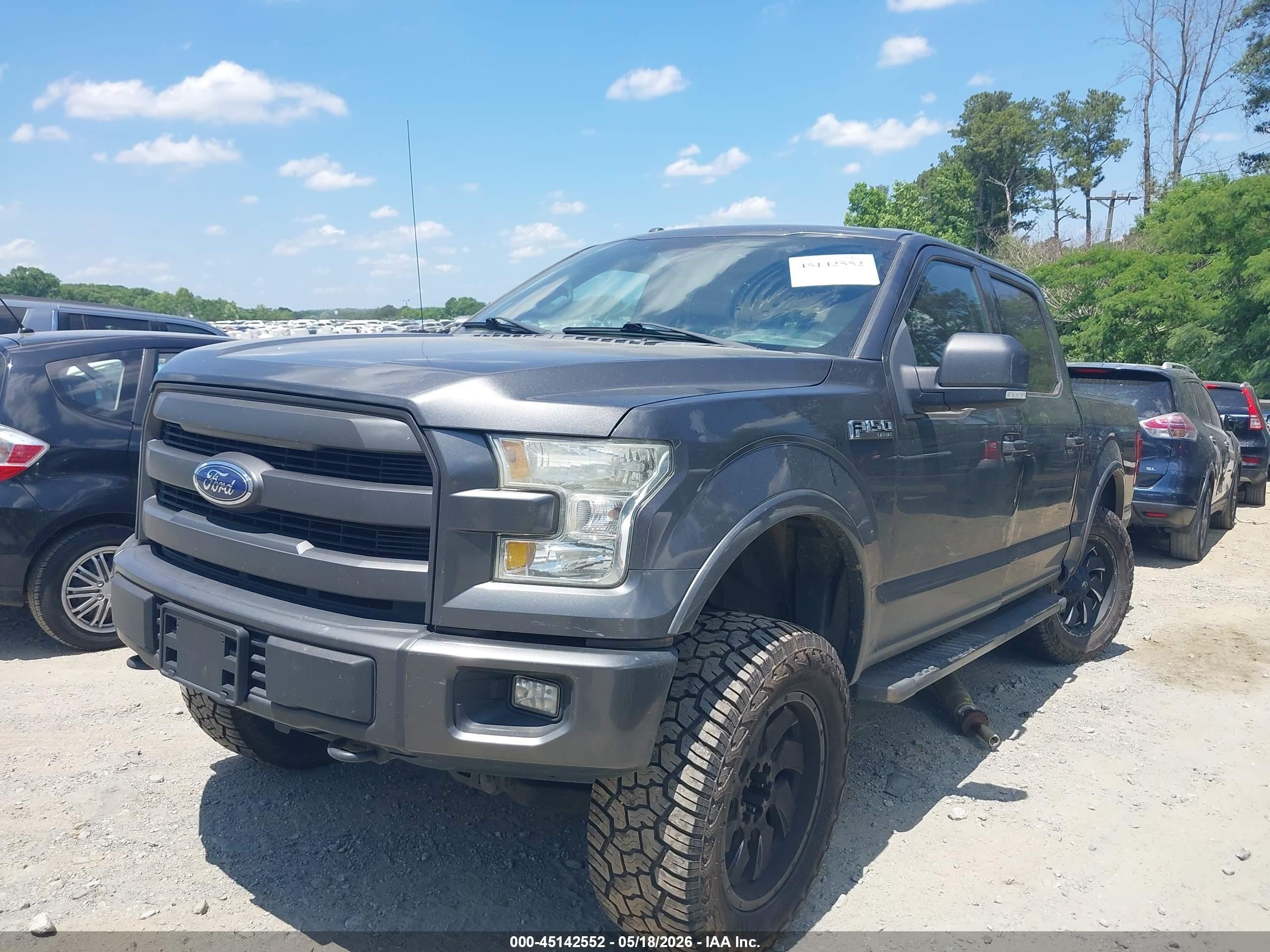 2015 Ford F-150 Lariat Gray vin: 1FTEW1EF5FFB55723